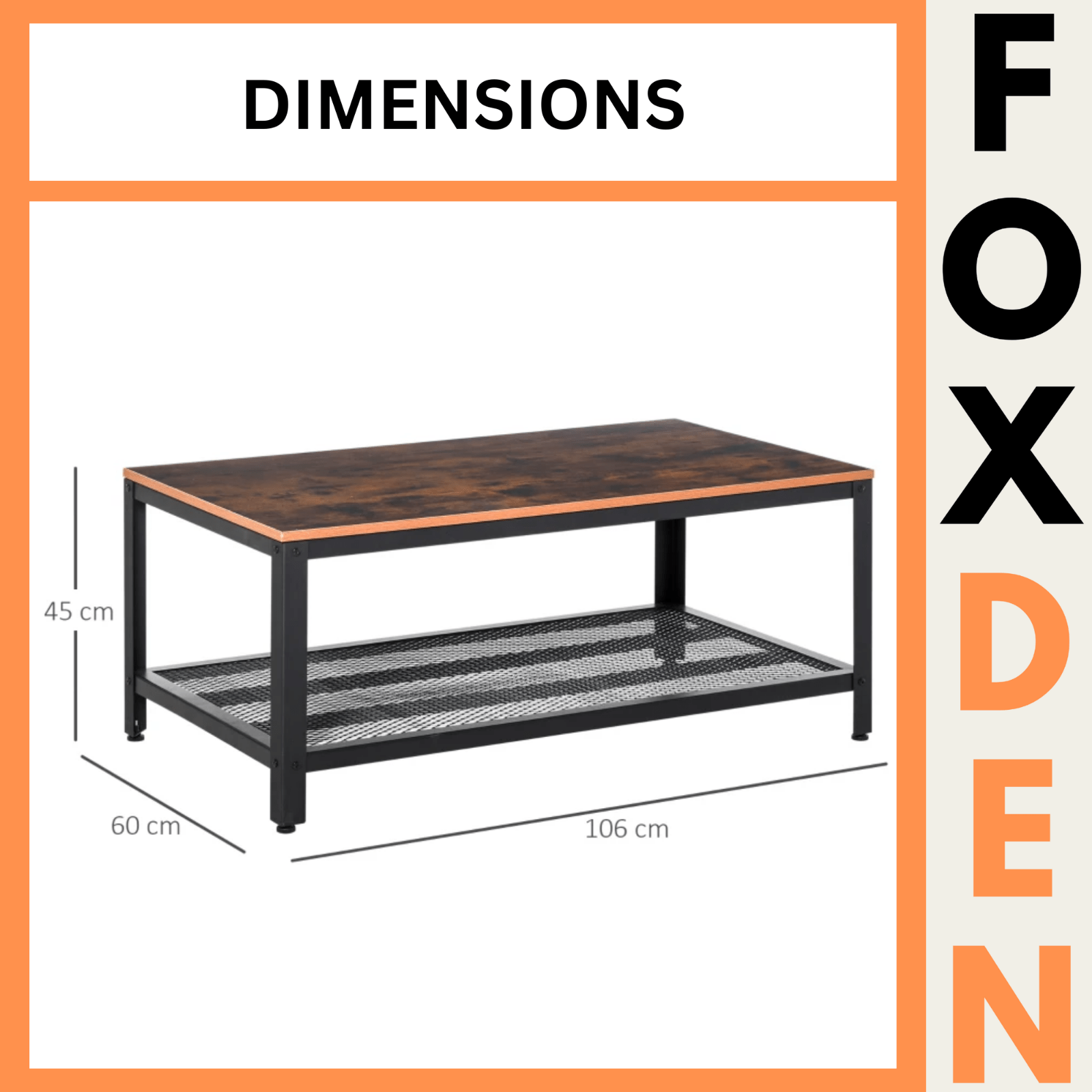 Industrial Coffee Table with Shelf Vintage Retro Living Room Furniture Side End - Home and Garden Furniture Shop - rustic - furniture