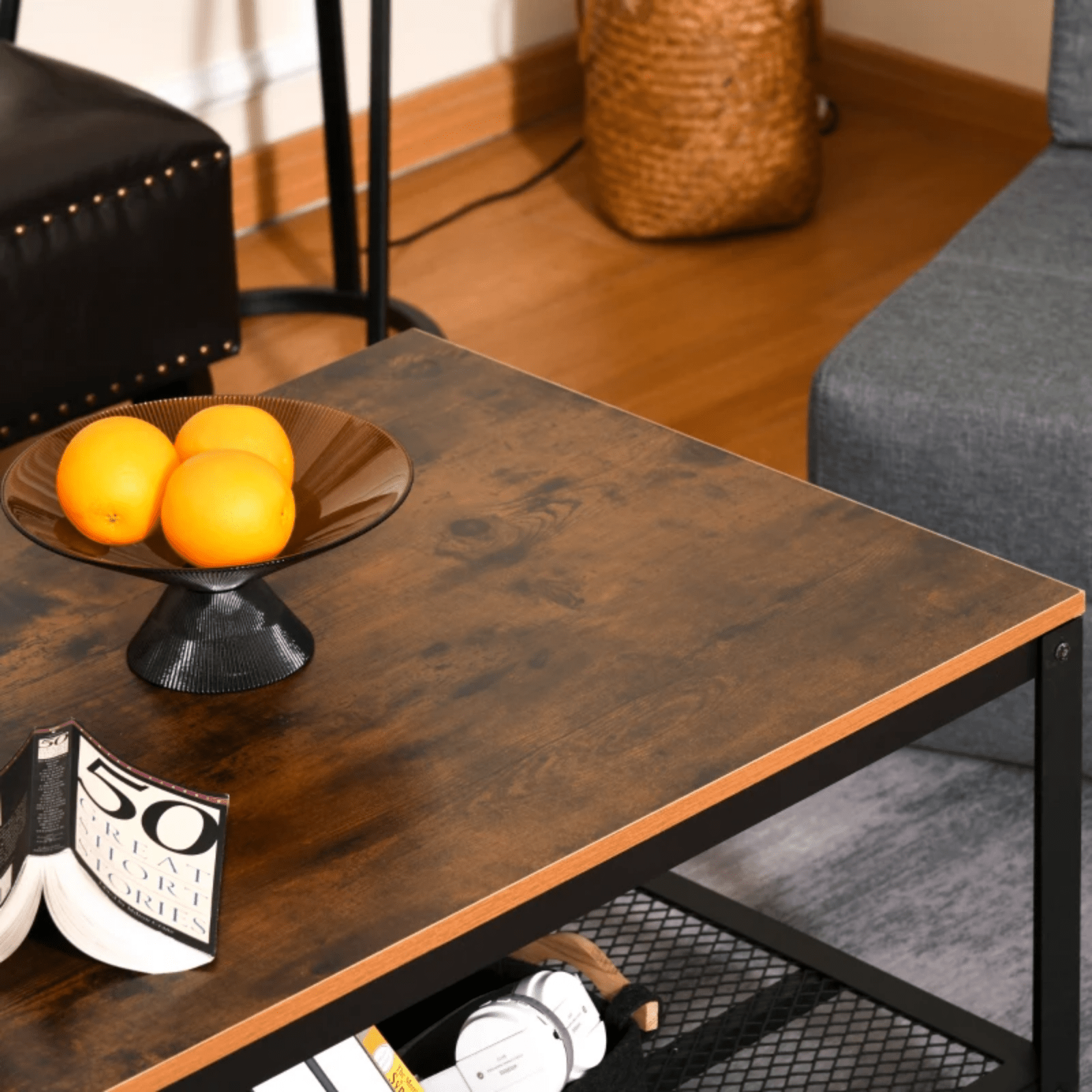 Industrial Coffee Table with Shelf Vintage Retro Living Room Furniture Side End - Home and Garden Furniture Shop - rustic - furniture