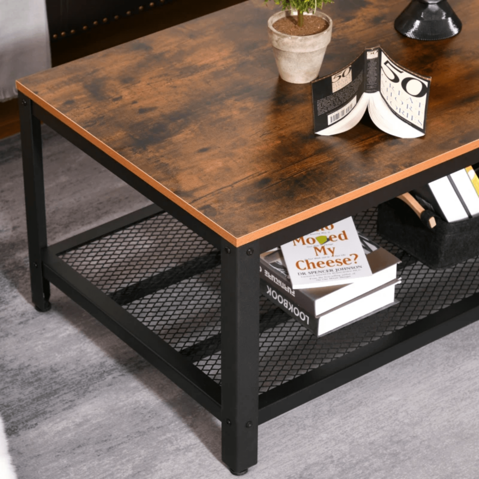 Industrial Coffee Table with Shelf Vintage Retro Living Room Furniture Side End - Home and Garden Furniture Shop - rustic - furniture
