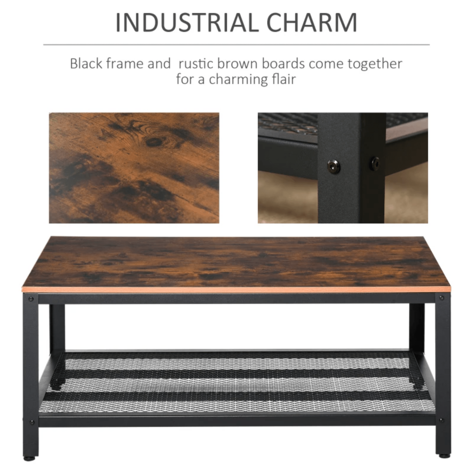 Industrial Coffee Table with Shelf Vintage Retro Living Room Furniture Side End - Home and Garden Furniture Shop - rustic - furniture