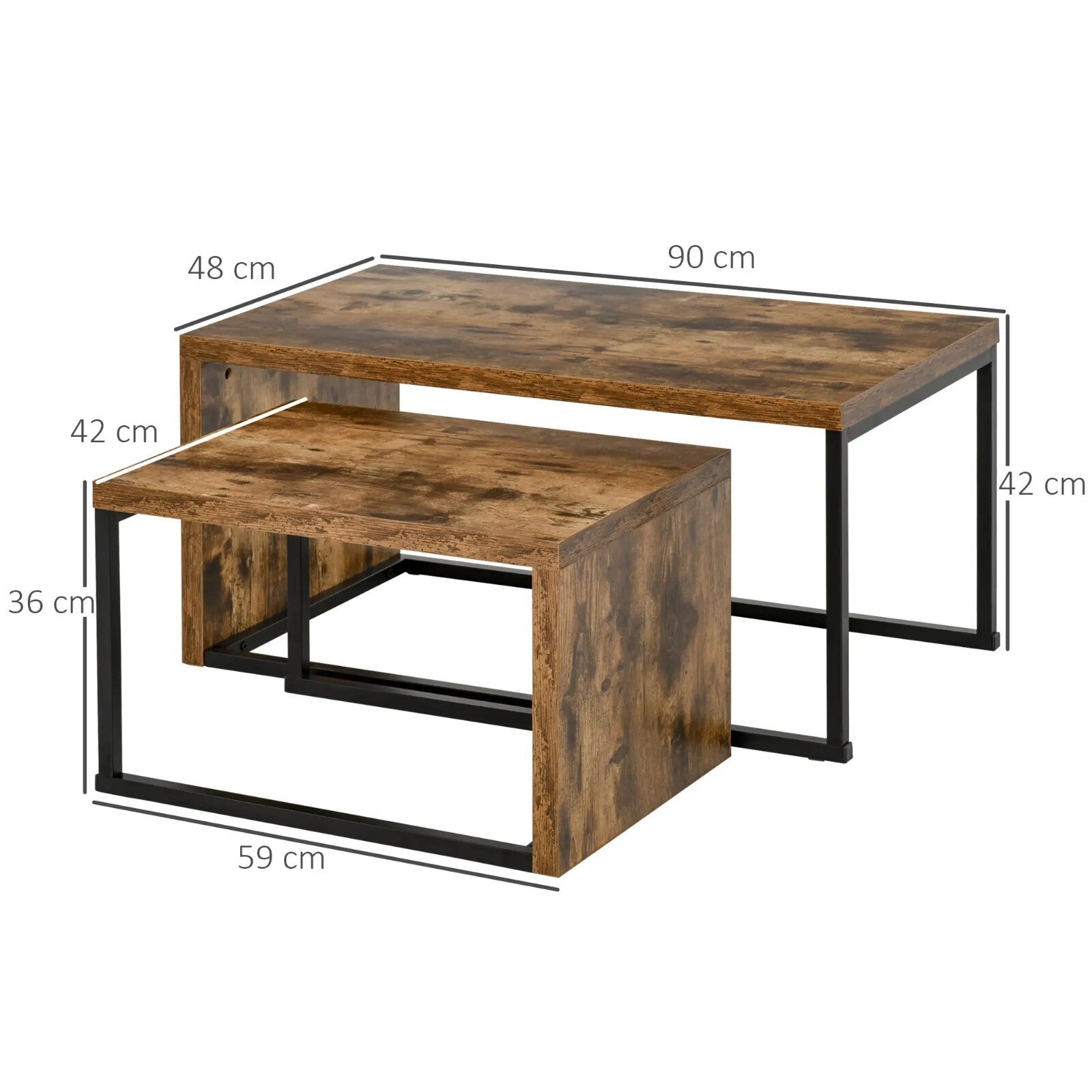 Industrial Coffee Tables Set of 2 Nesting Side Table Living Room Bedroom Rustic - Home and Garden Furniture Shop - rustic - furniture