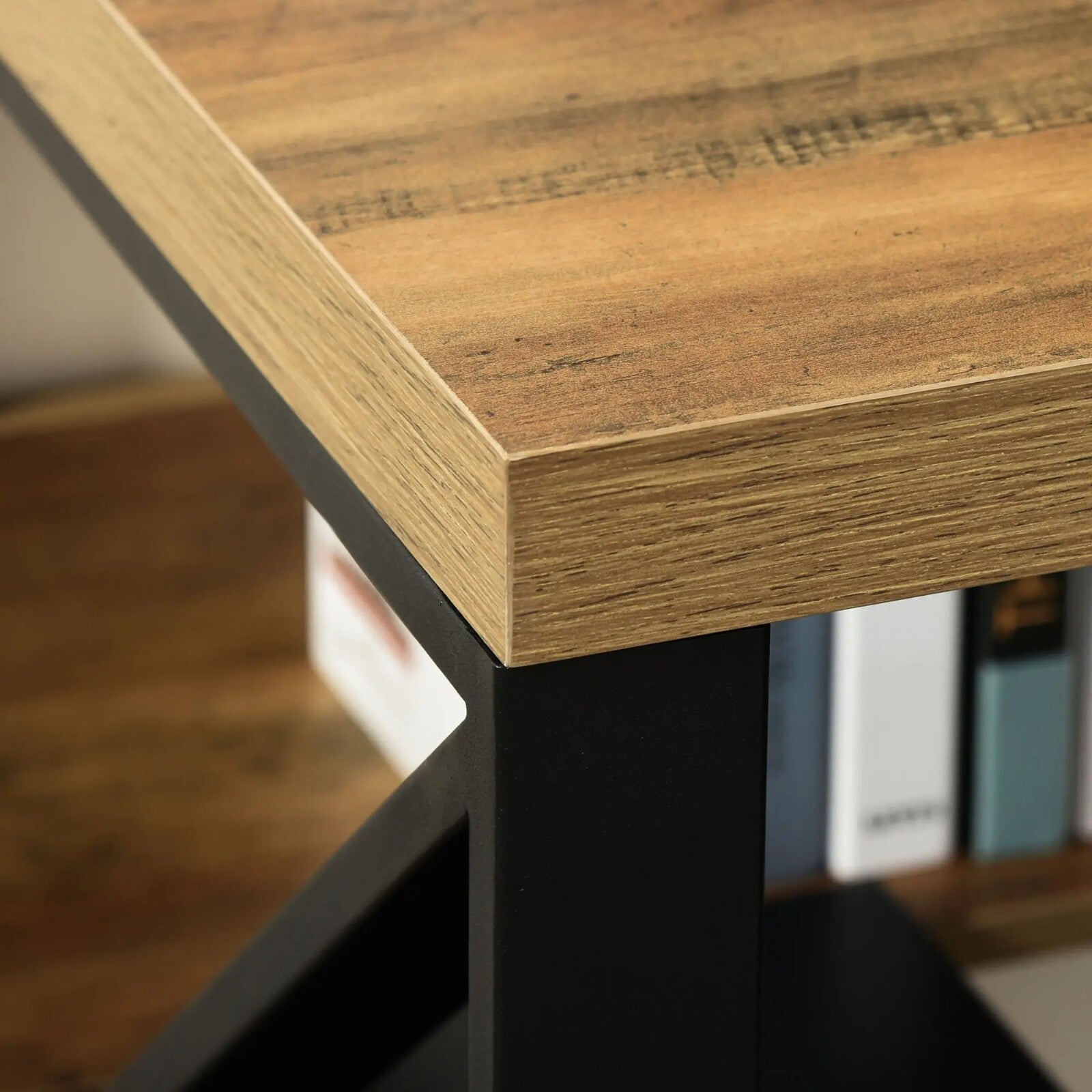 Industrial Computer Desk Storage Shelf Home Office Rustic Workstation Metal Legs - Home and Garden Furniture Shop - rustic - furniture