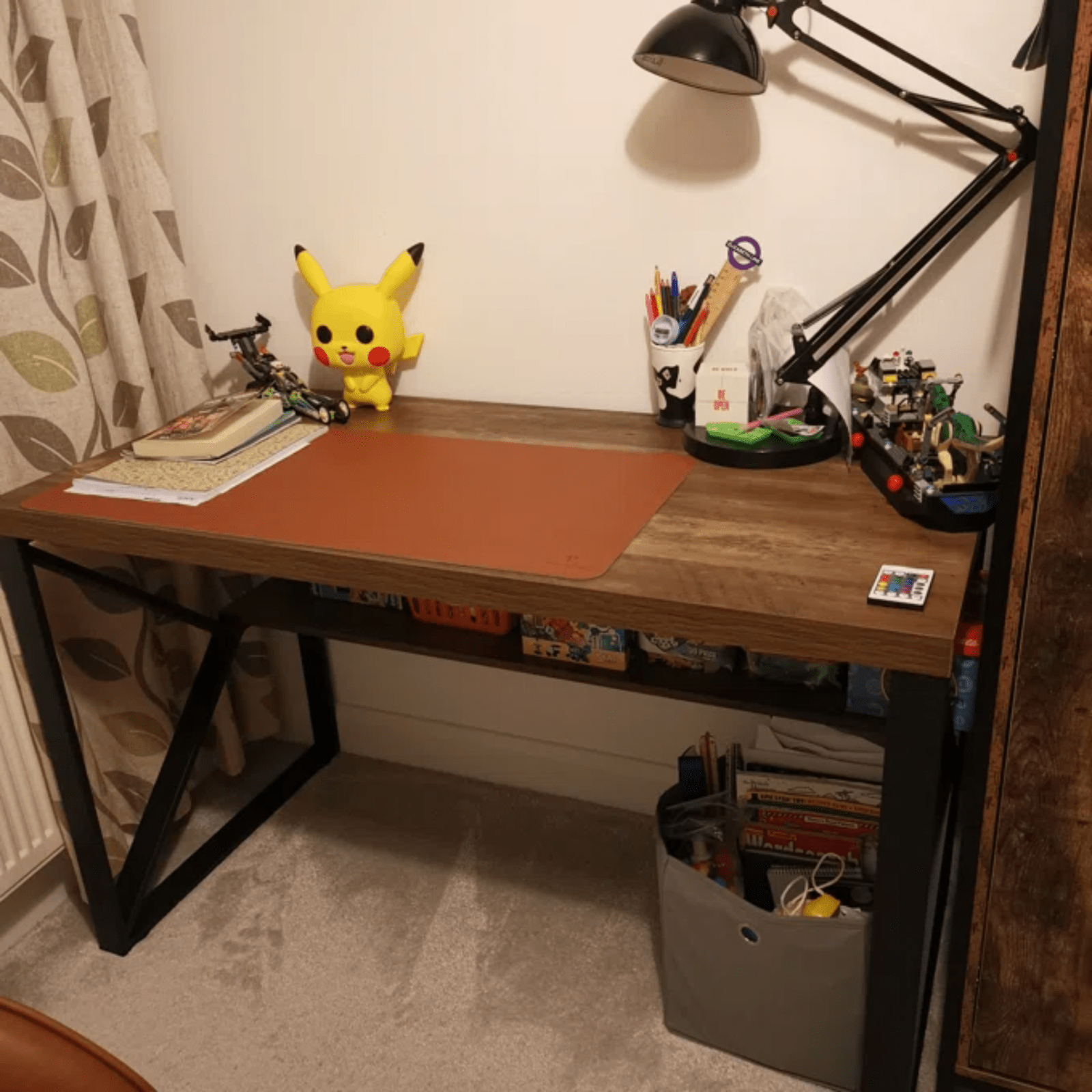 Industrial Computer Desk Storage Shelf Home Office Rustic Workstation Metal Legs - Home and Garden Furniture Shop - rustic - furniture