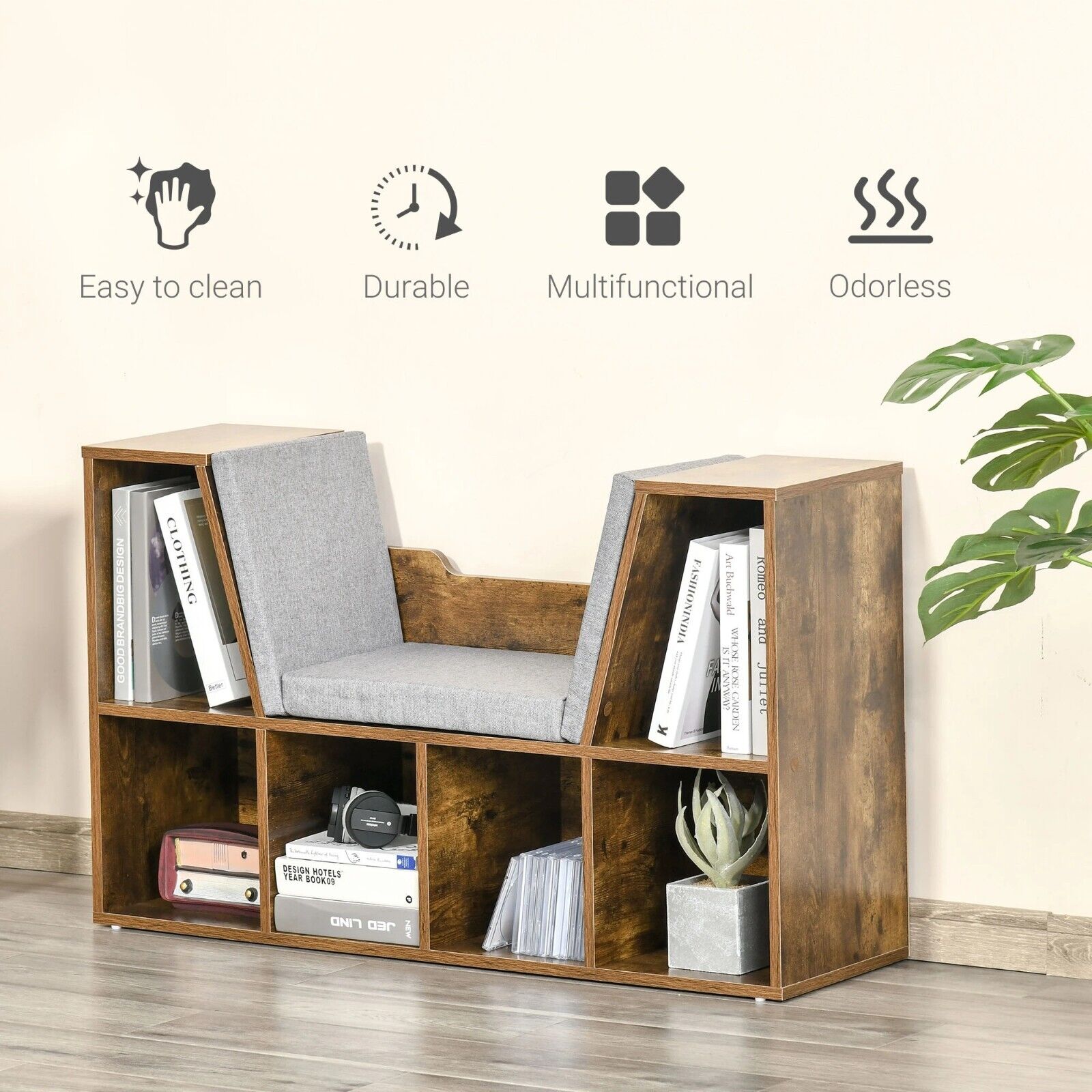 Industrial Cube Bookshelf Organiser Open Storage Cubes Kids Padded Reading Seat - Home and Garden Furniture Shop - #rustic - furniture#