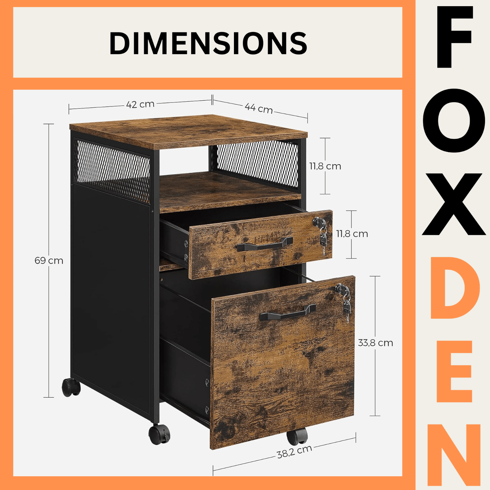 Industrial Filing Storage Cabinet Lockable Under Desk Drawers with Wheels Shelf - Home and Garden Furniture Shop - rustic - furniture