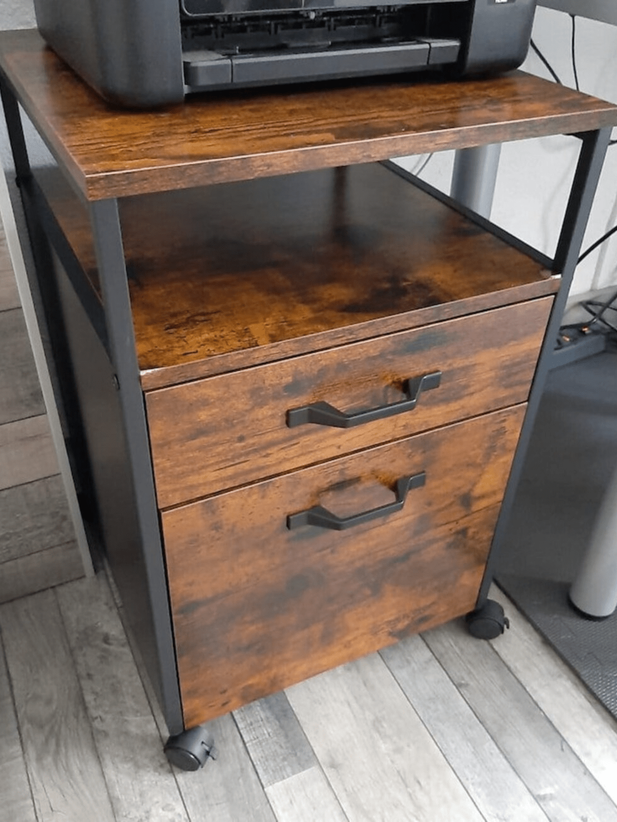 Industrial Filing Storage Cabinet Lockable Under Desk Drawers with Wheels Shelf - Home and Garden Furniture Shop - rustic - furniture