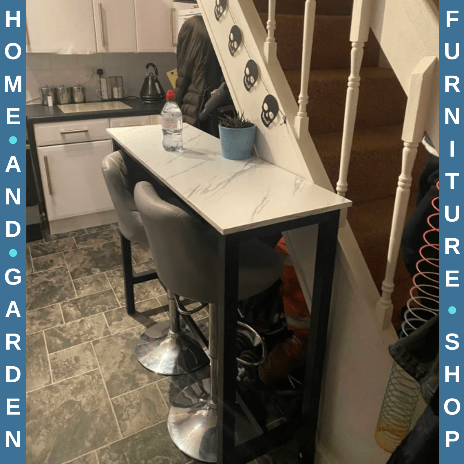 Industrial Kicthen Breakfast Bar Table Tall Dining Table Metal Legs Space Saving - Home and Garden Furniture Shop - rustic - furniture