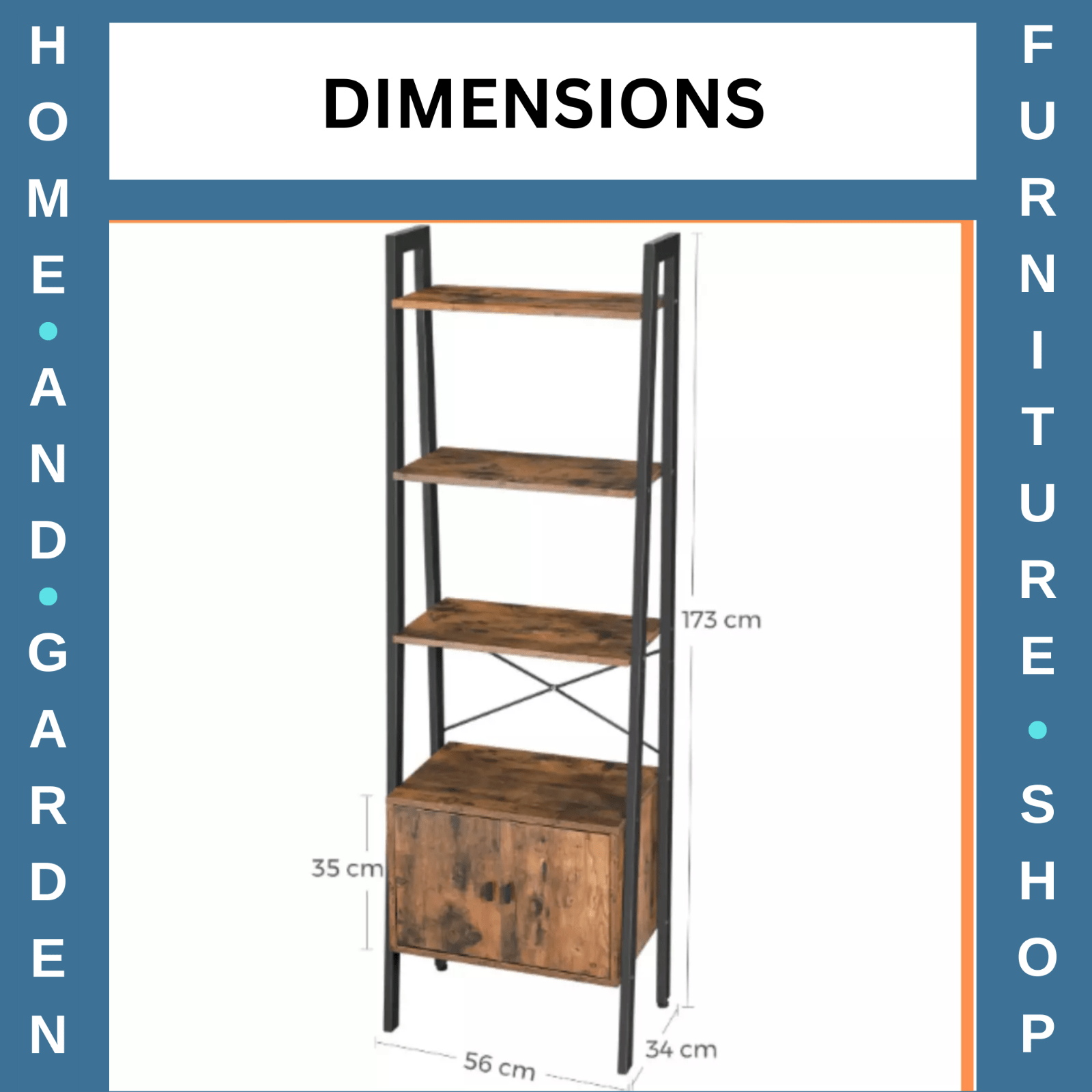 Industrial Ladder Shelf Rustic Metal Bookcase Cabinet Vintage Retro Furniture UK - Home and Garden Furniture Shop - rustic - furniture