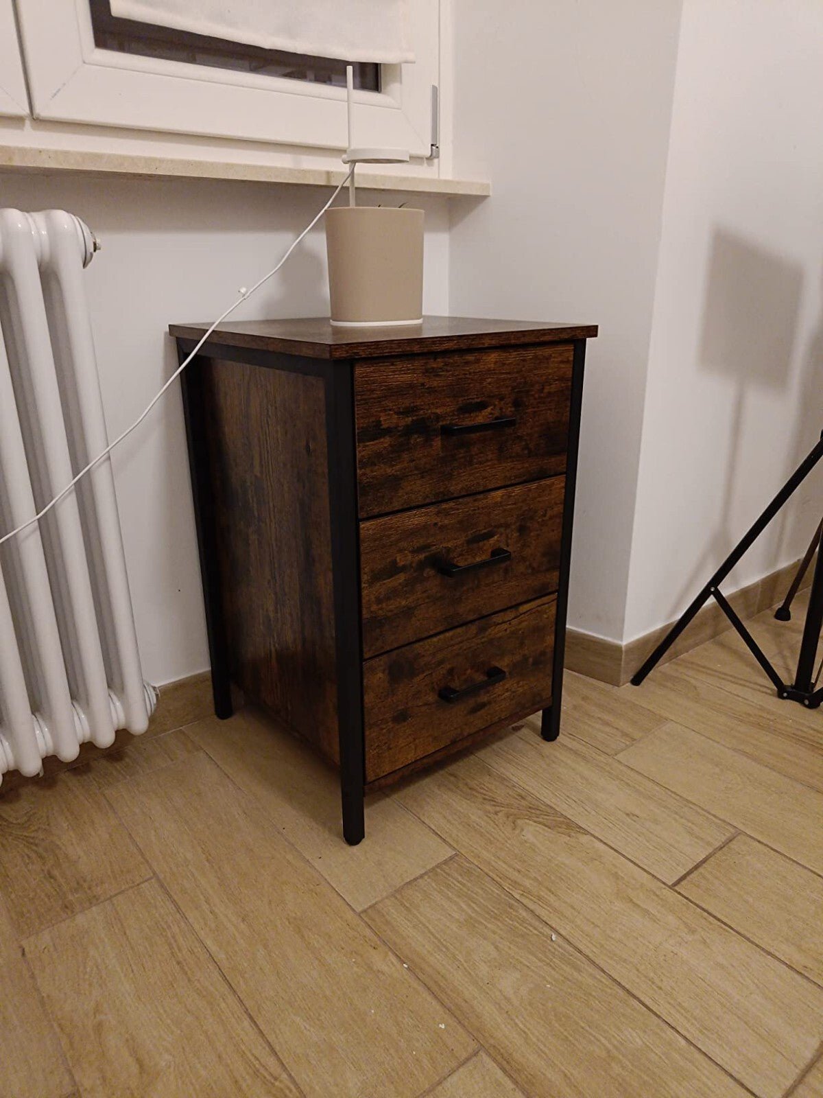 Industrial Nightstand Rustic Bedside Table 3 Drawers Side Table Bedroom Storage - Home and Garden Furniture Shop - rustic - furniture