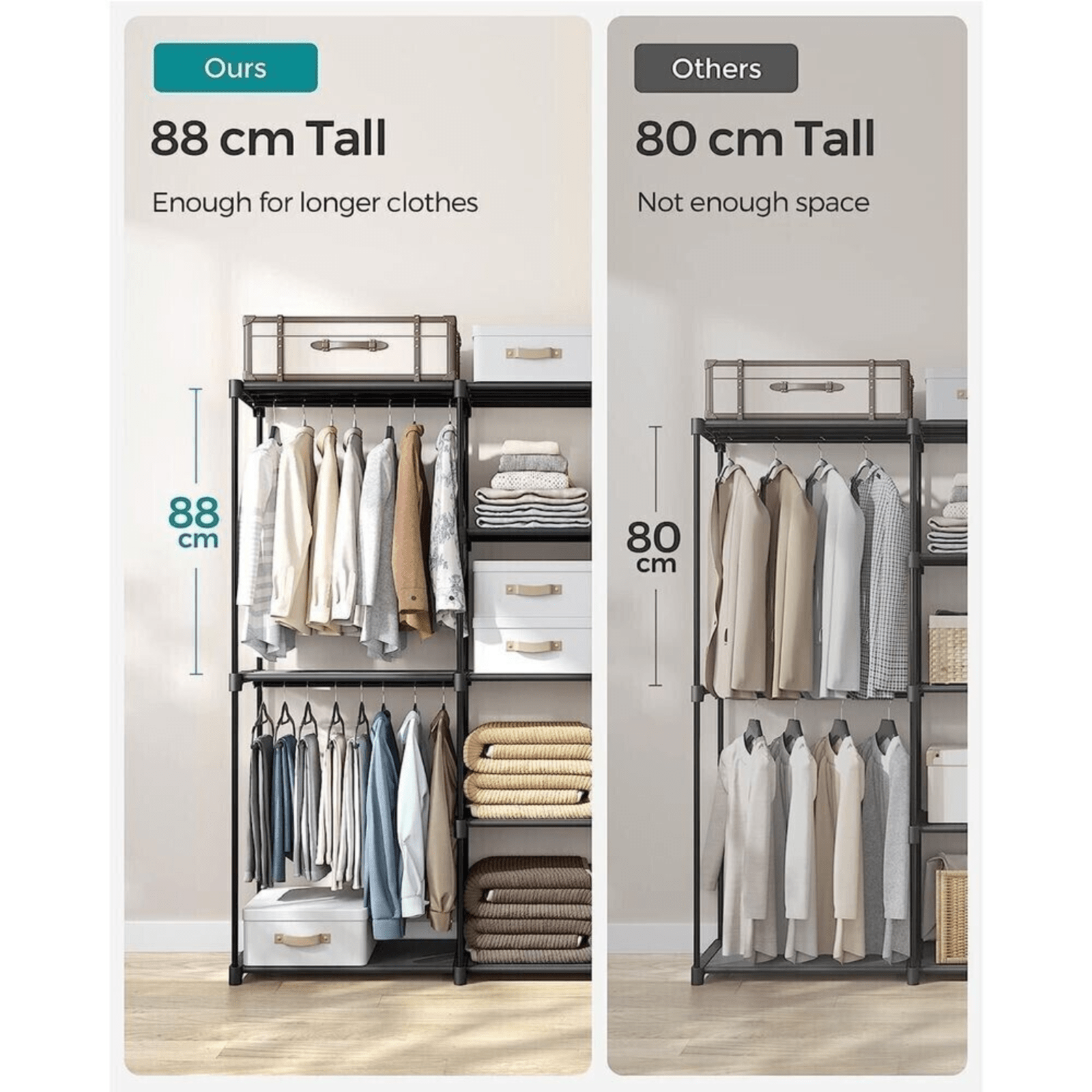 Industrial Portable Open Wardrobe Clothes Rail Rack Bedroom Storage Unit Shelves - Home and Garden Furniture Shop - #rustic - furniture#