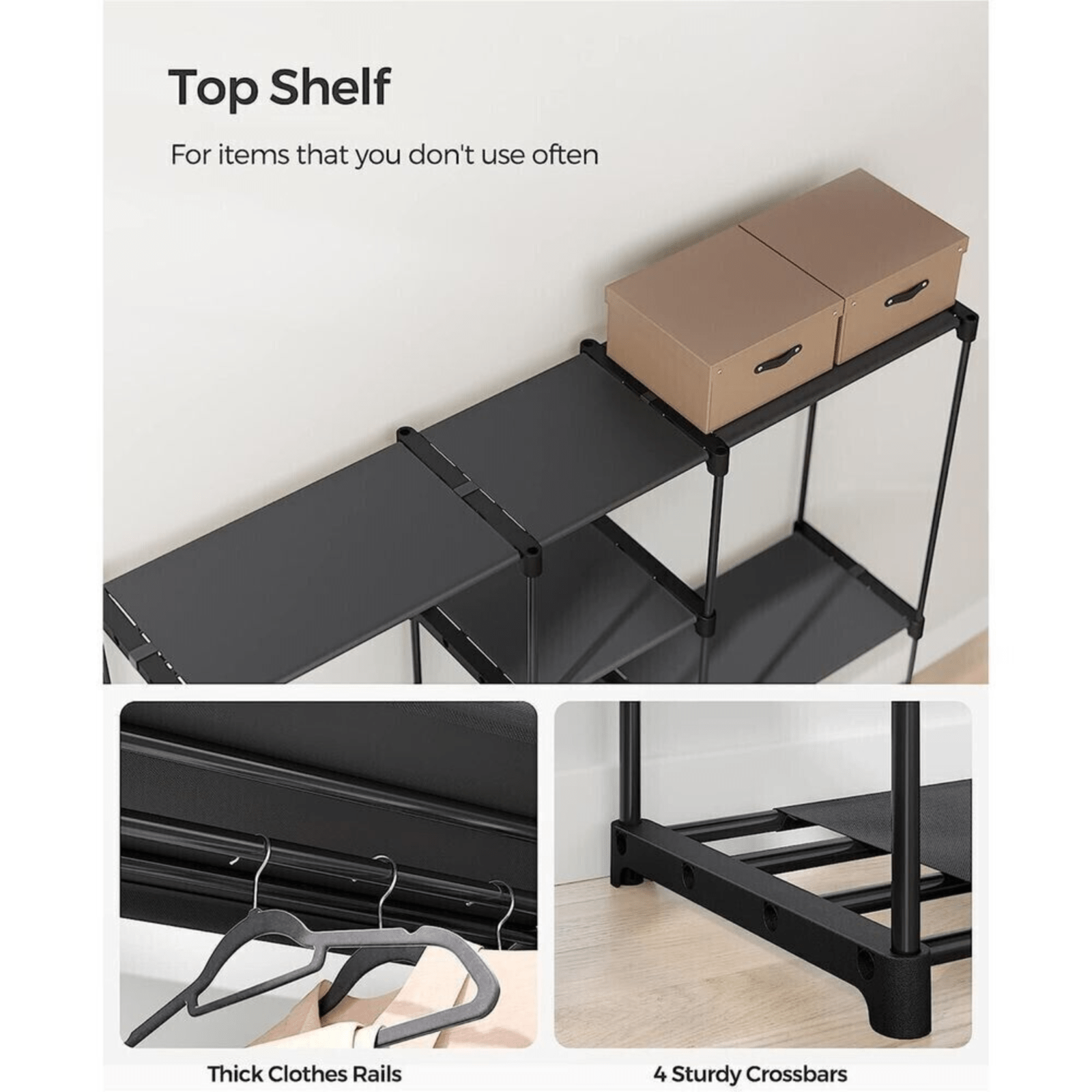 Industrial Portable Open Wardrobe Clothes Rail Rack Bedroom Storage Unit Shelves - Home and Garden Furniture Shop - rustic - furniture