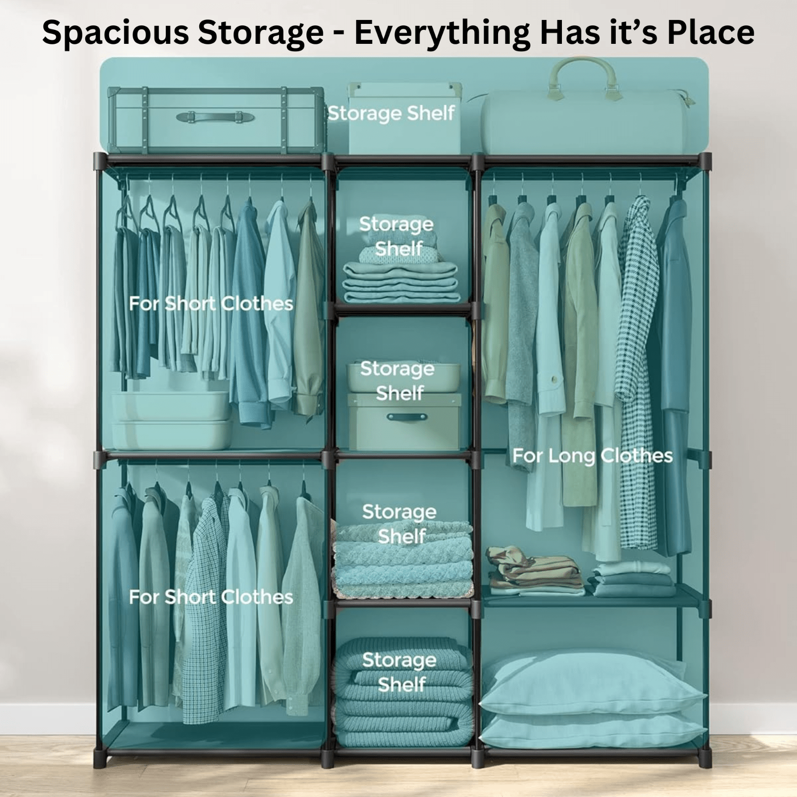 Industrial Portable Open Wardrobe Clothes Rail Rack Bedroom Storage Unit Shelves - Home and Garden Furniture Shop - rustic - furniture