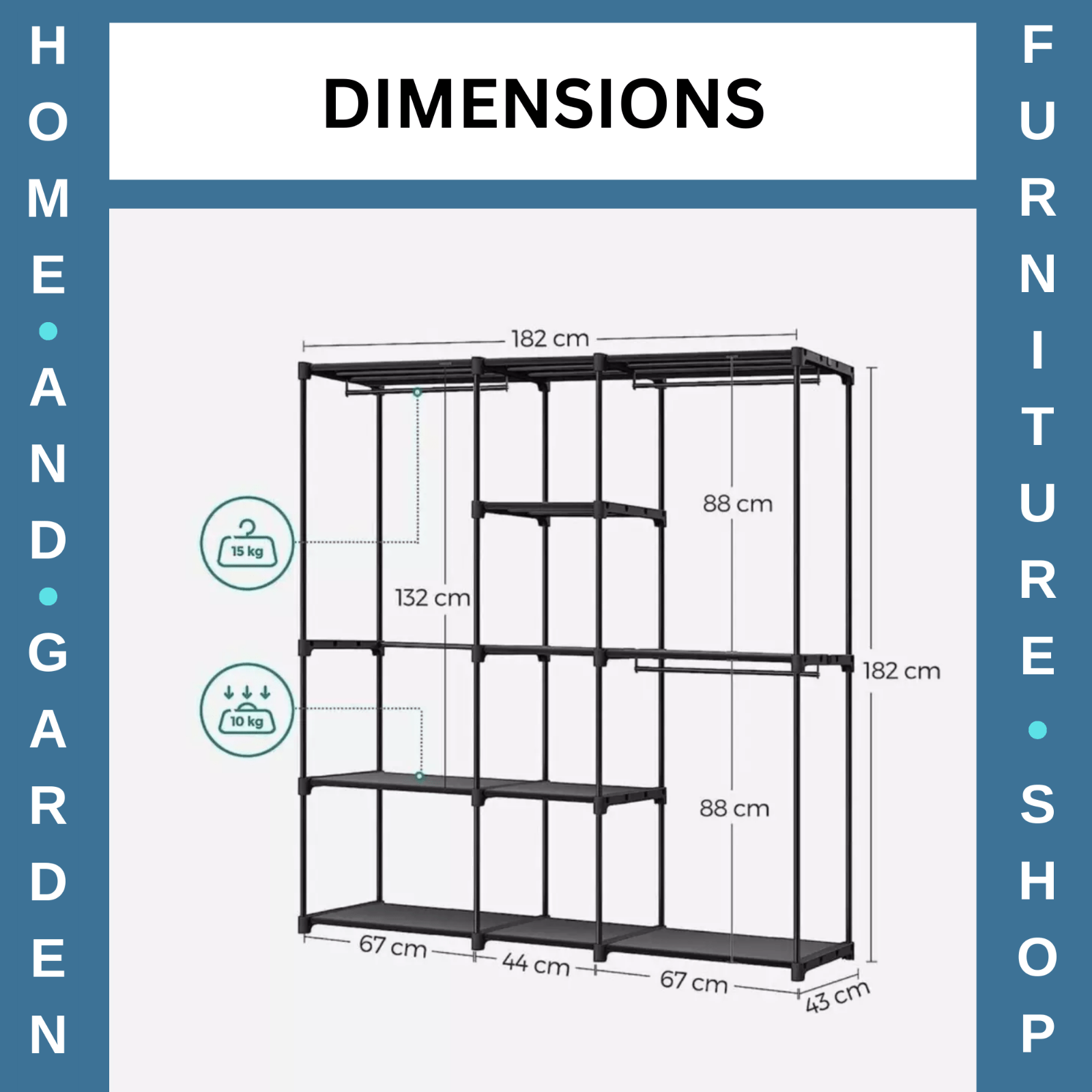 Industrial Portable Open Wardrobe Clothes Rail Rack Bedroom Storage Unit Shelves - Home and Garden Furniture Shop - rustic - furniture
