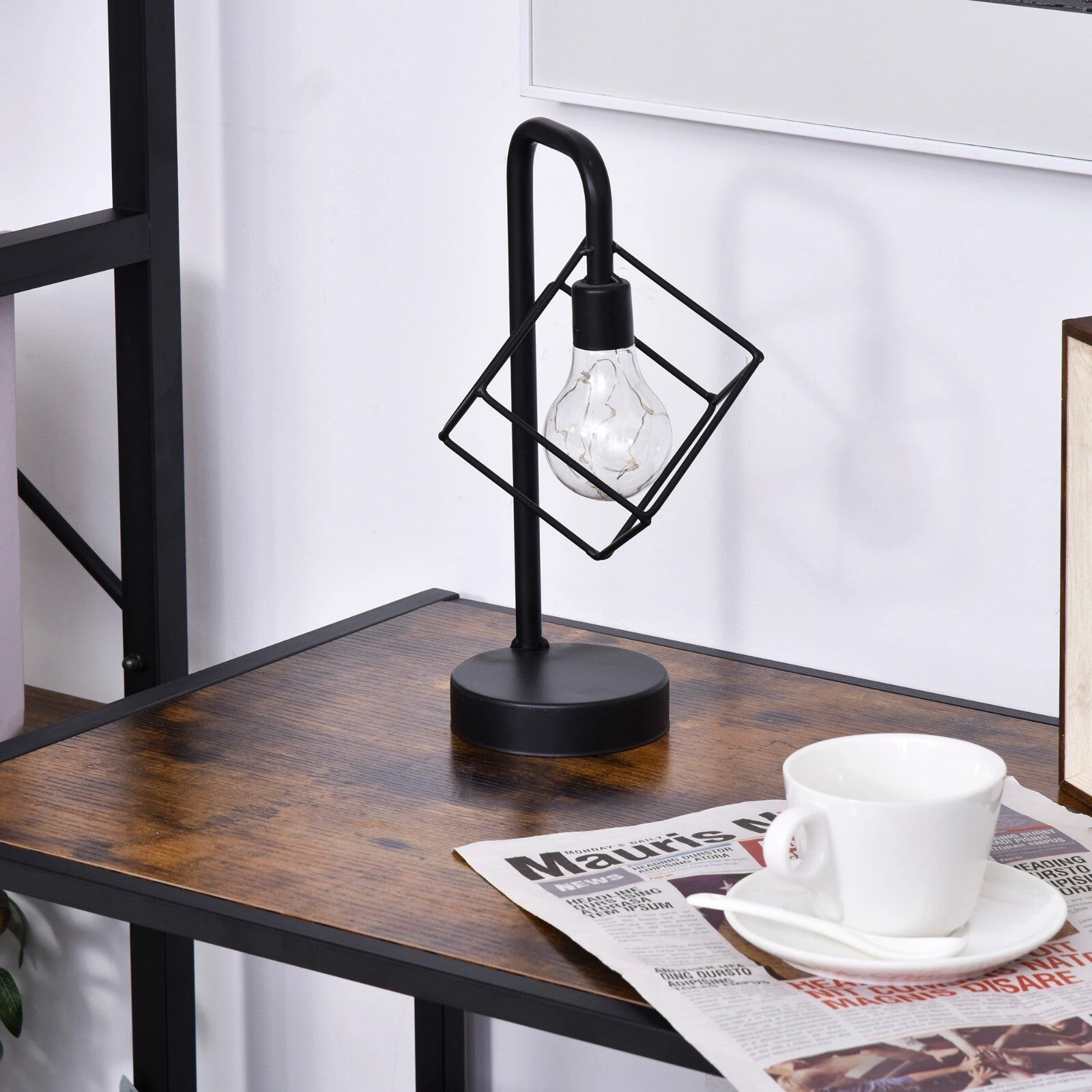 Industrial Side Table Retro Storage Unit with Metal Legs Large Drawer Open Shelf - Home and Garden Furniture Shop - rustic - furniture