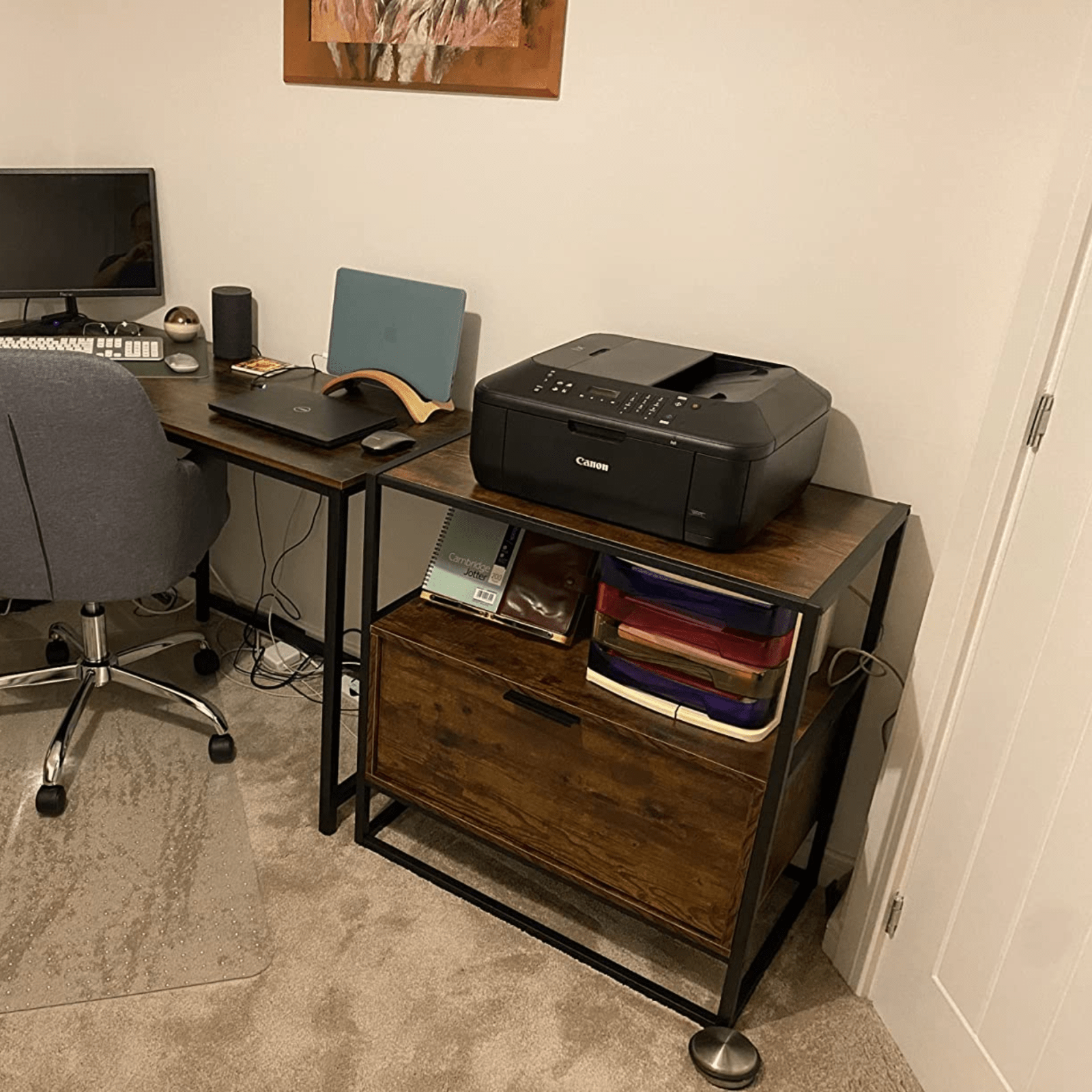 Industrial Side Table Retro Storage Unit with Metal Legs Large Drawer Open Shelf - Home and Garden Furniture Shop - rustic - furniture