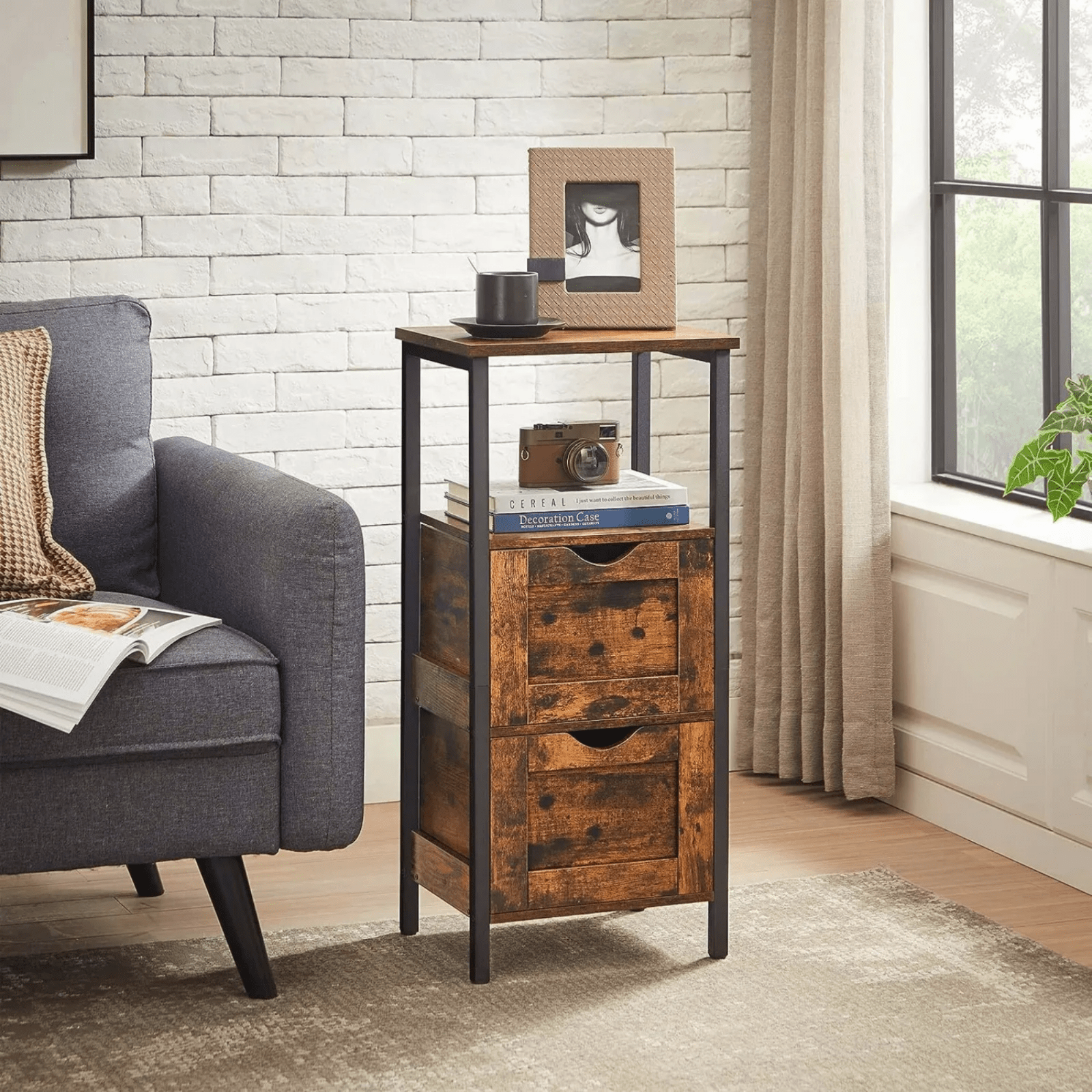 Industrial Slim Bathroom Cupboard Storage Chest of Drawer Vintage Narrow Cabinet - Home and Garden Furniture Shop - rustic - furniture