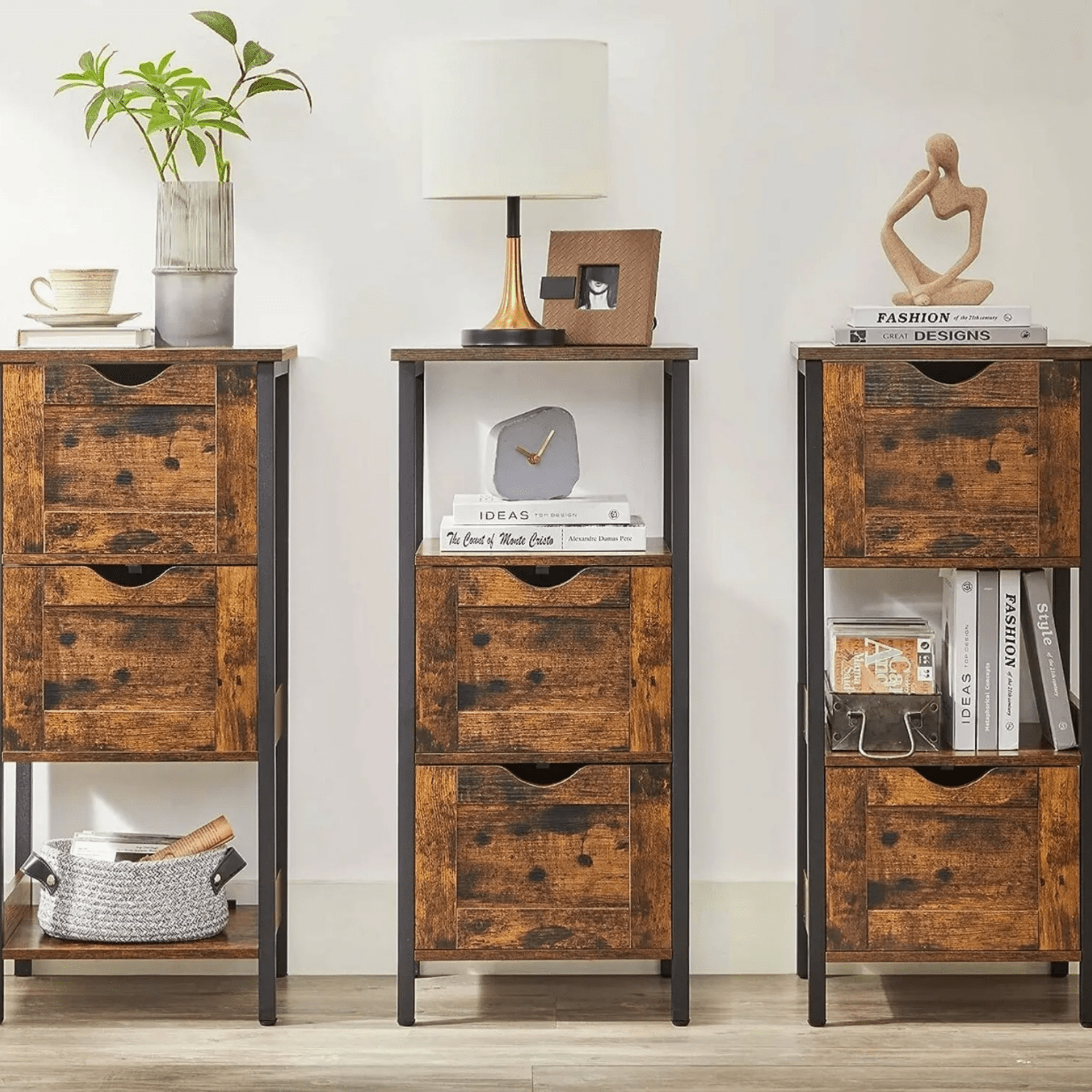 Industrial Slim Bathroom Cupboard Storage Chest of Drawer Vintage Narrow Cabinet - Home and Garden Furniture Shop - rustic - furniture