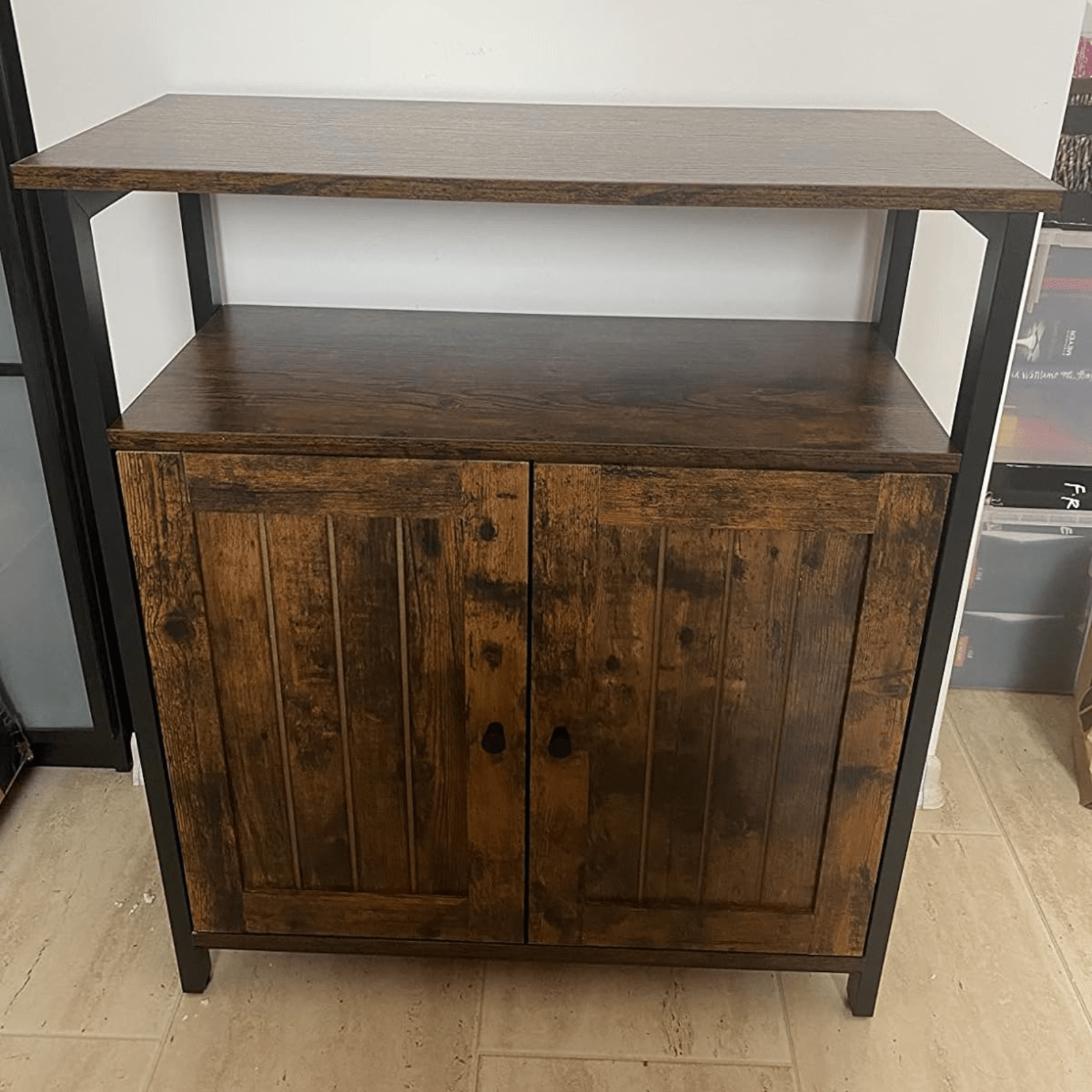 Industrial Slim Cabinet Sideboard Storage Unit with Doors Small Rustic Cupboard - Home and Garden Furniture Shop - #rustic - furniture#