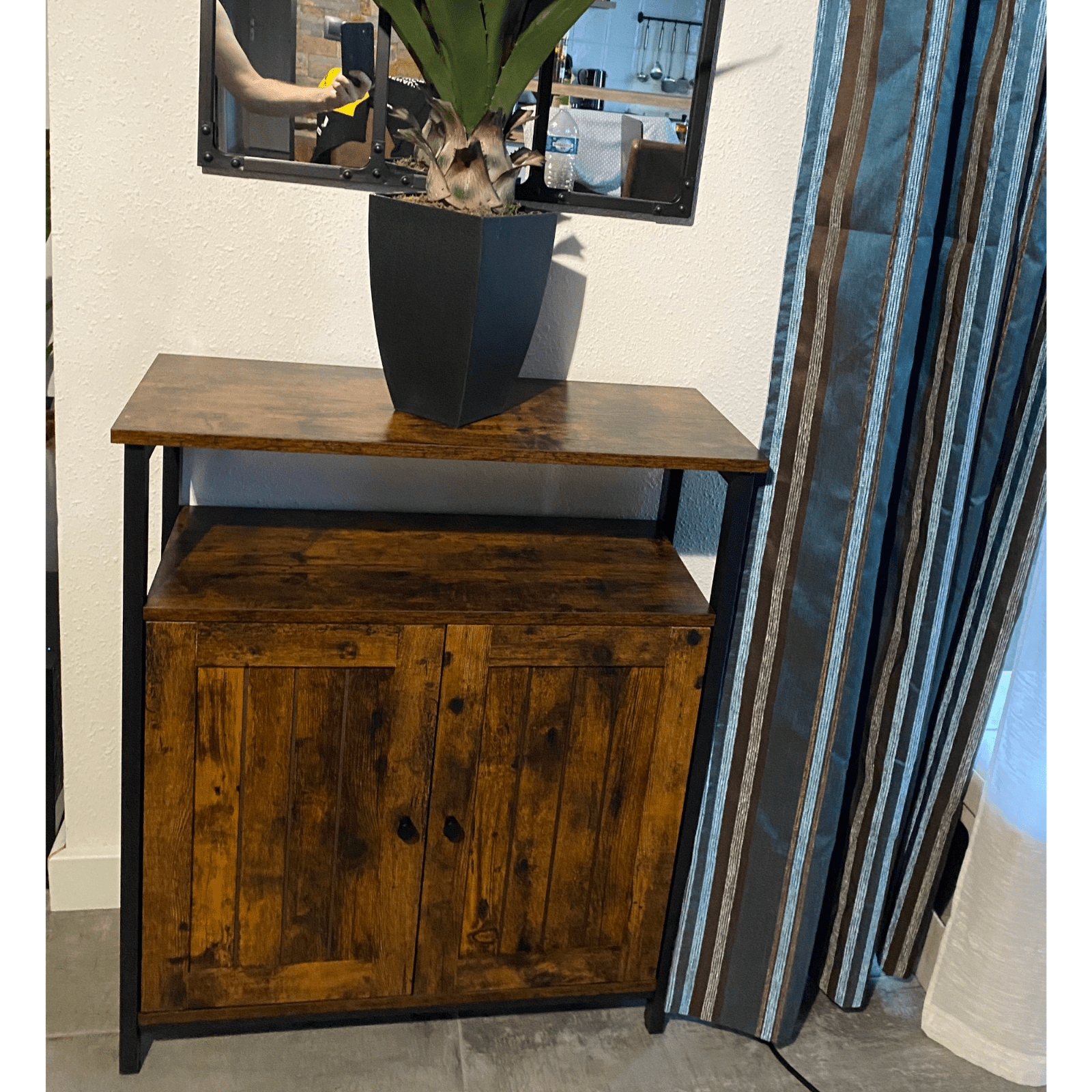 Industrial Slim Cabinet Sideboard Storage Unit with Doors Small Rustic Cupboard - Home and Garden Furniture Shop - #rustic - furniture#