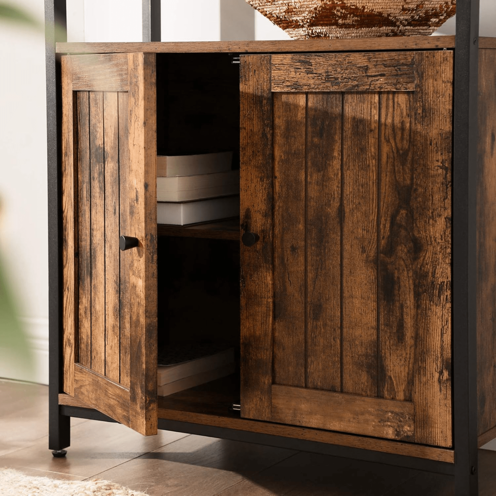 Industrial Slim Cabinet Sideboard Storage Unit with Doors Small Rustic Cupboard - Home and Garden Furniture Shop - #rustic - furniture#