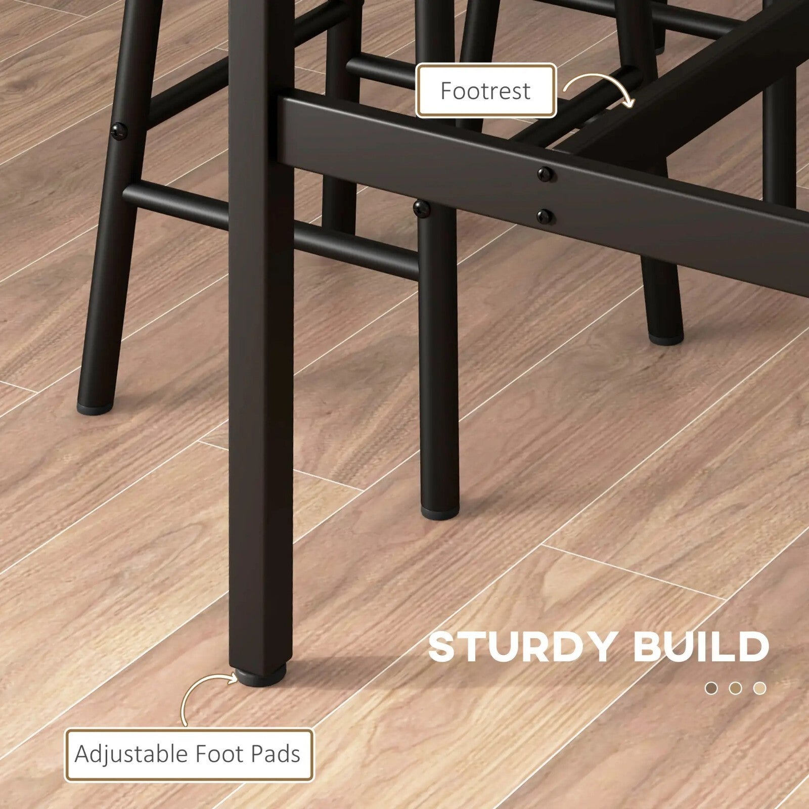 Industrial Space Saving Kitchen Bar Table Stool Set Tall Chair 3pc Metal Frame - Home and Garden Furniture Shop - rustic - furniture