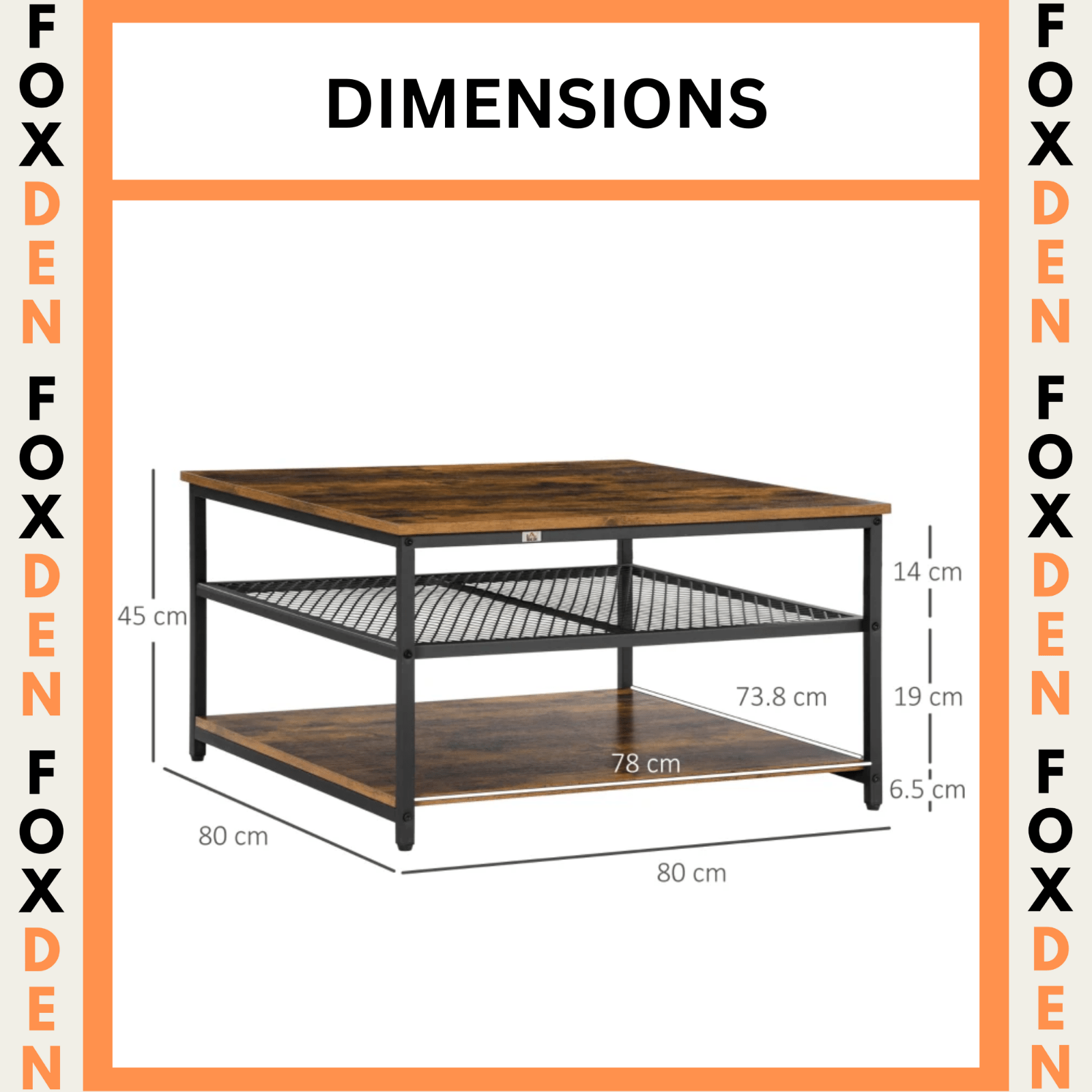 Industrial Square Coffee Table Storage Shelf End Table for Living Room Furniture - Home and Garden Furniture Shop - rustic - furniture