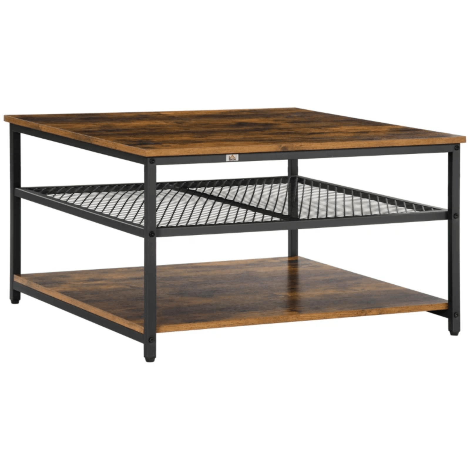 Industrial Square Coffee Table Storage Shelf End Table for Living Room Furniture - Home and Garden Furniture Shop - rustic - furniture