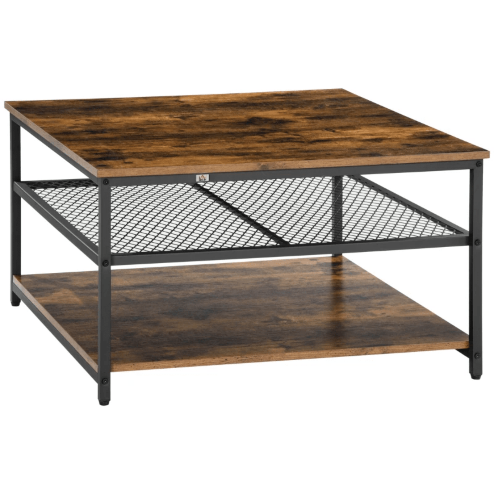 Industrial Square Coffee Table Storage Shelf End Table for Living Room Furniture - Home and Garden Furniture Shop - rustic - furniture