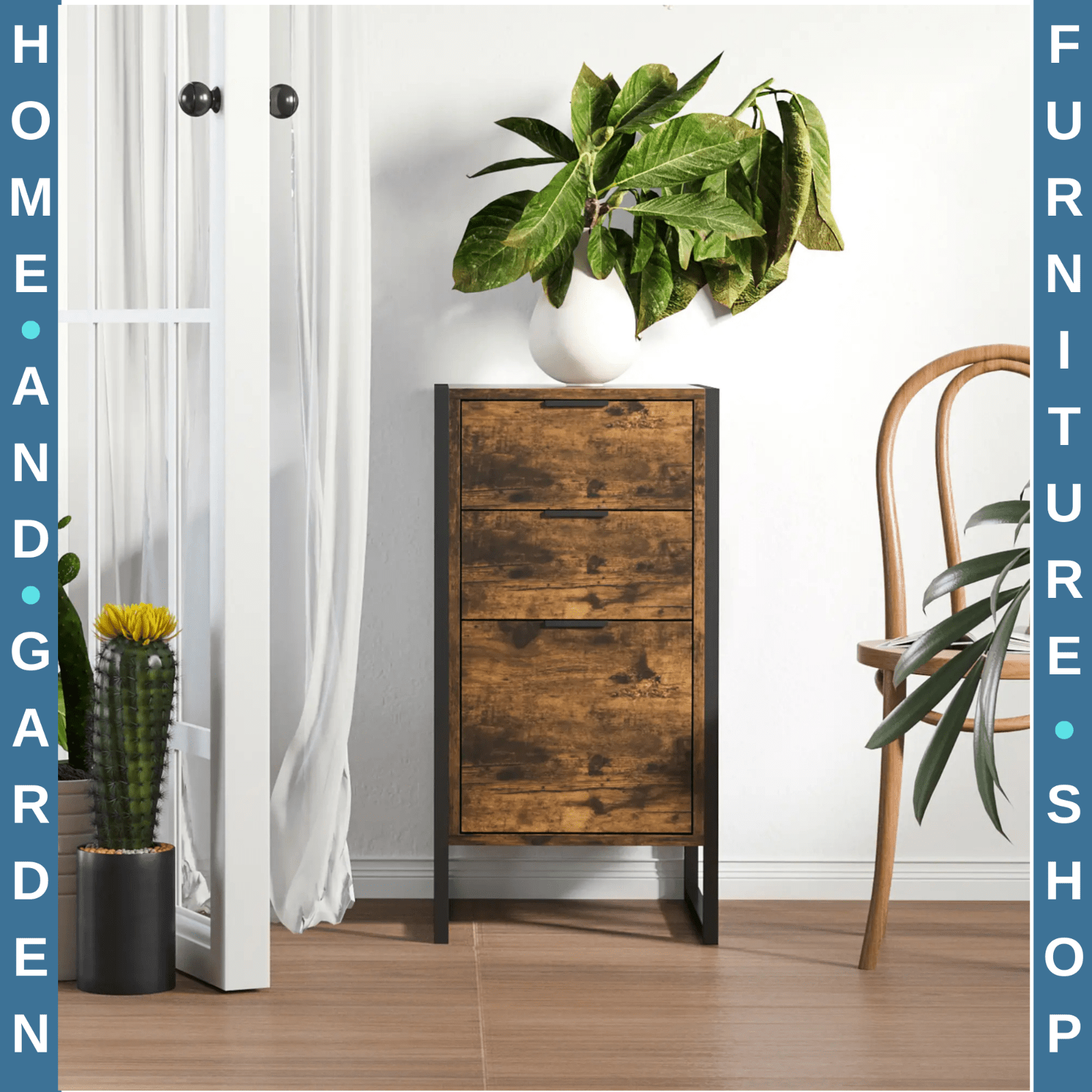 Industrial Storage Cabinet 3 Drawer Chest of Drawers Desk Handles Standing Unit - Home and Garden Furniture Shop - rustic - furniture