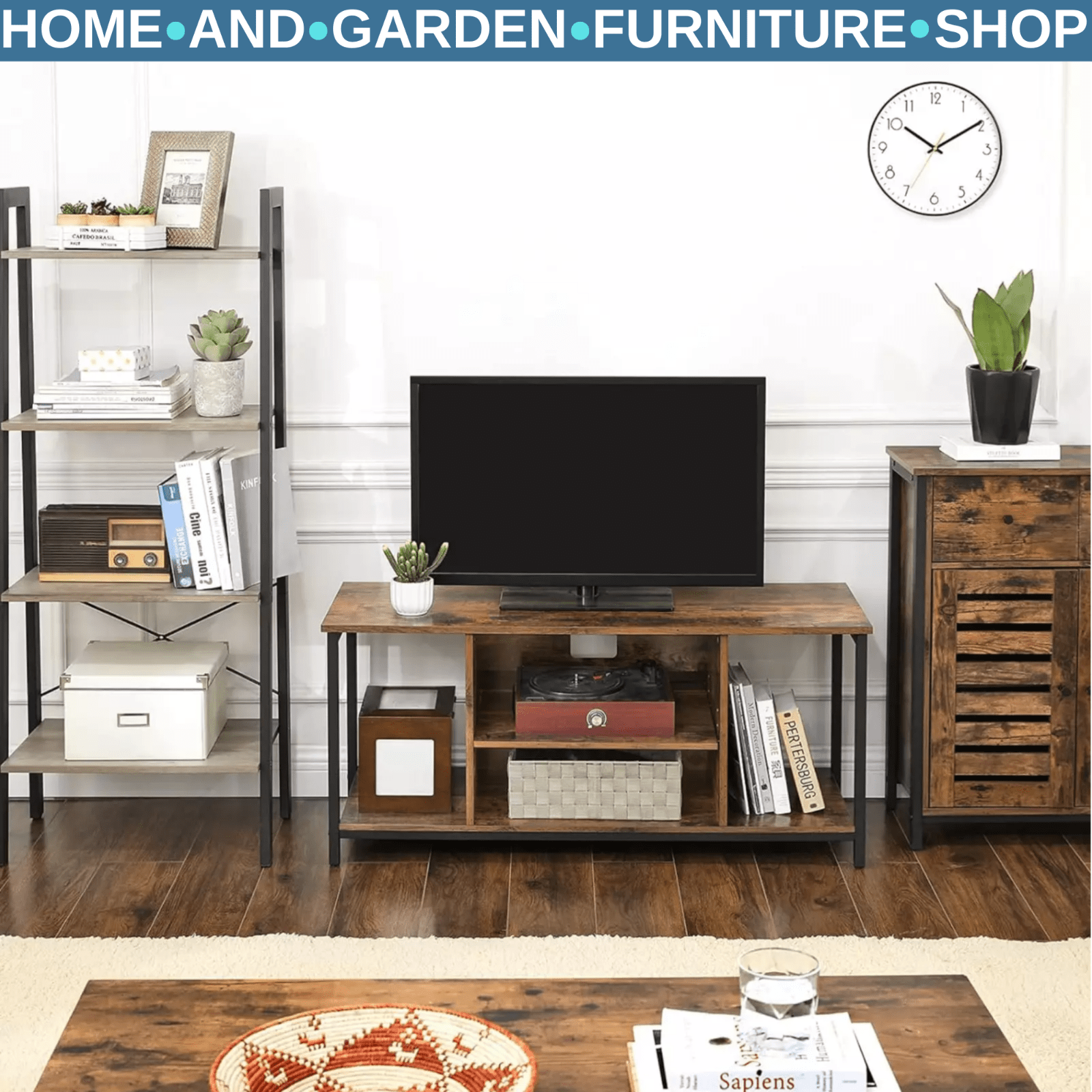 Industrial Style TV Media Unit Stand TV Cabinet Vintage Rustic Console Storage - Home and Garden Furniture Shop - rustic - furniture