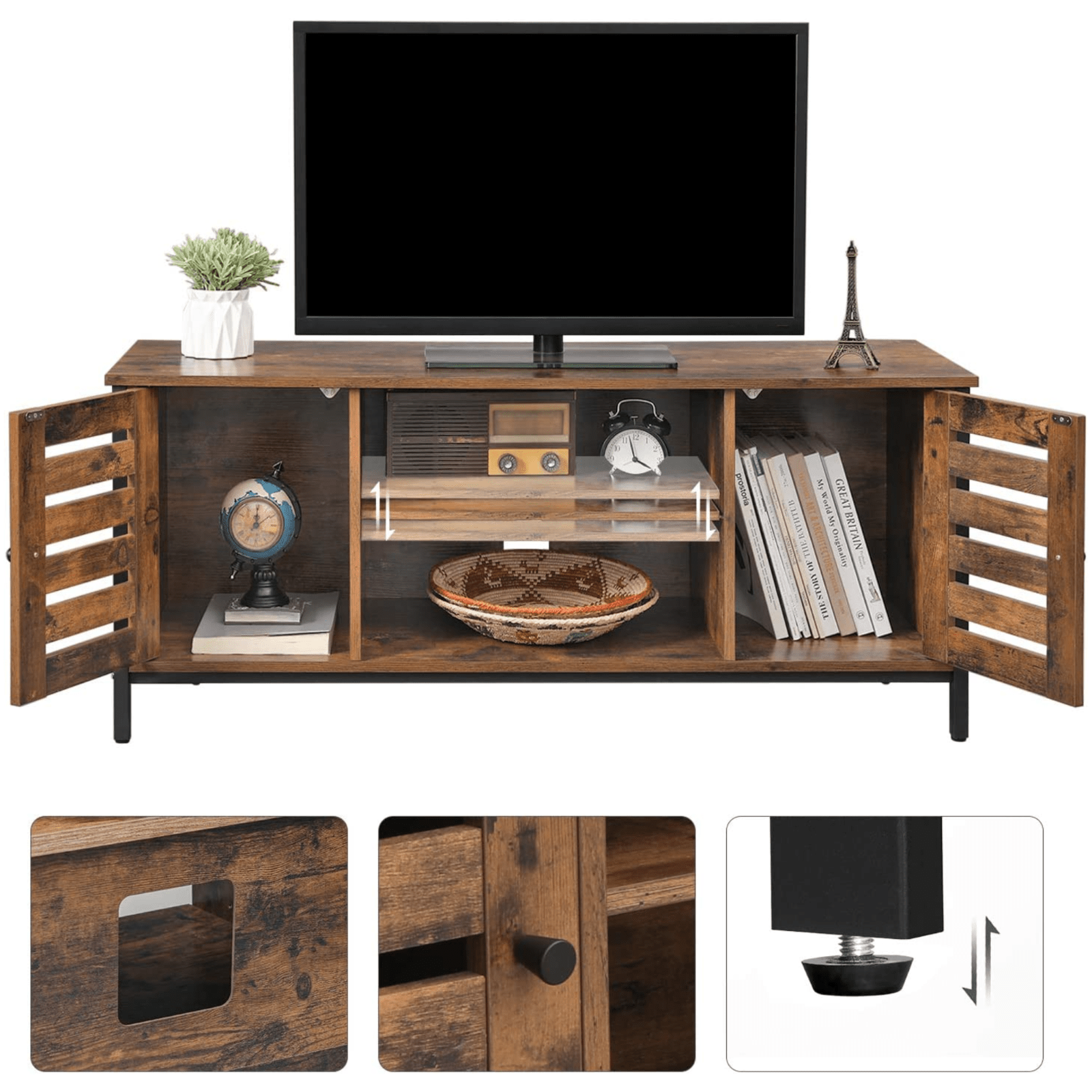 Industrial TV Stand Media Cabinet TV Unit Storage Retro Rustic TV Cabinet Doors - Home and Garden Furniture Shop - #rustic - furniture#