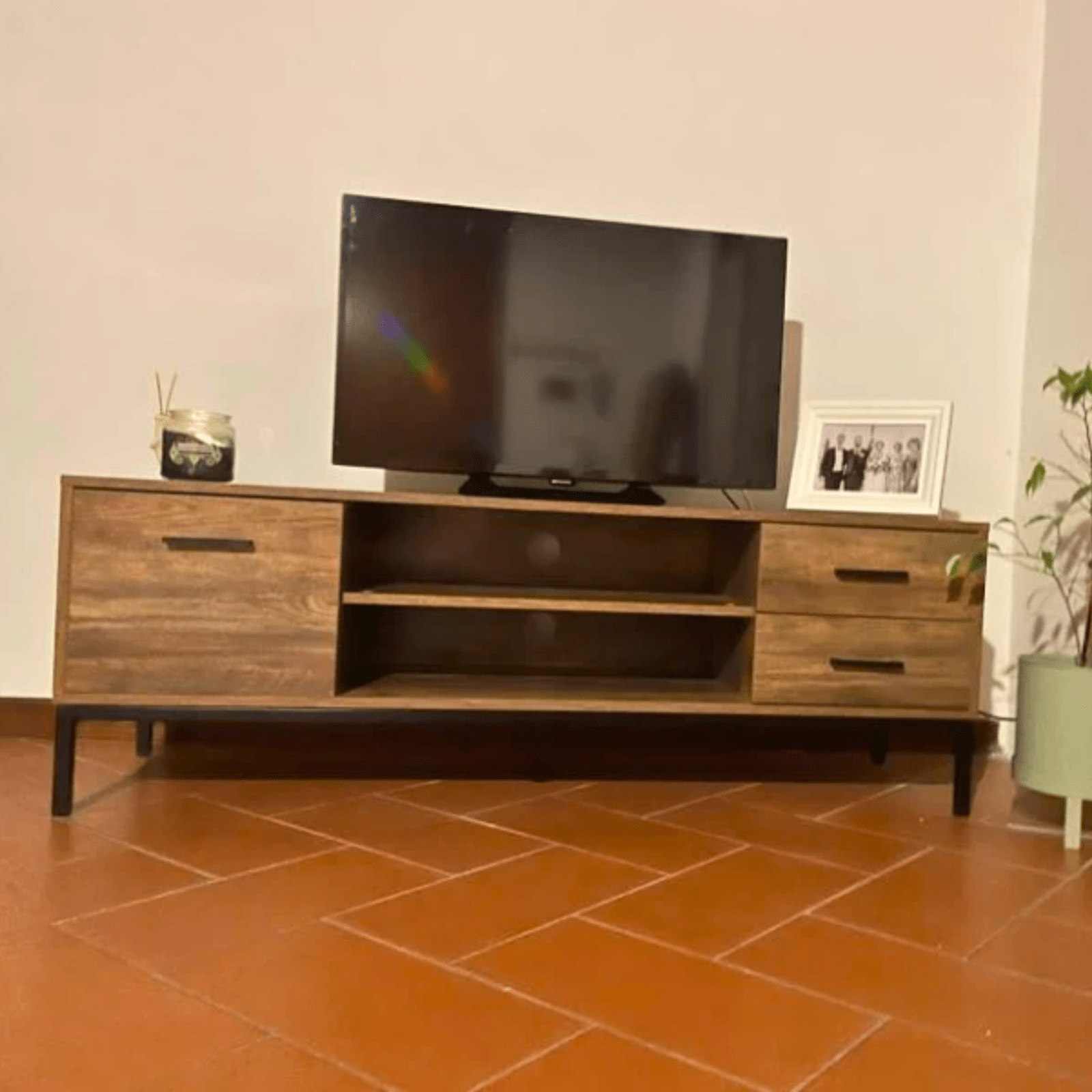 Industrial TV Stand with Cupboard Drawers TV up to 50 Inches TV Unit Metal Legs - Home and Garden Furniture Shop - rustic - furniture