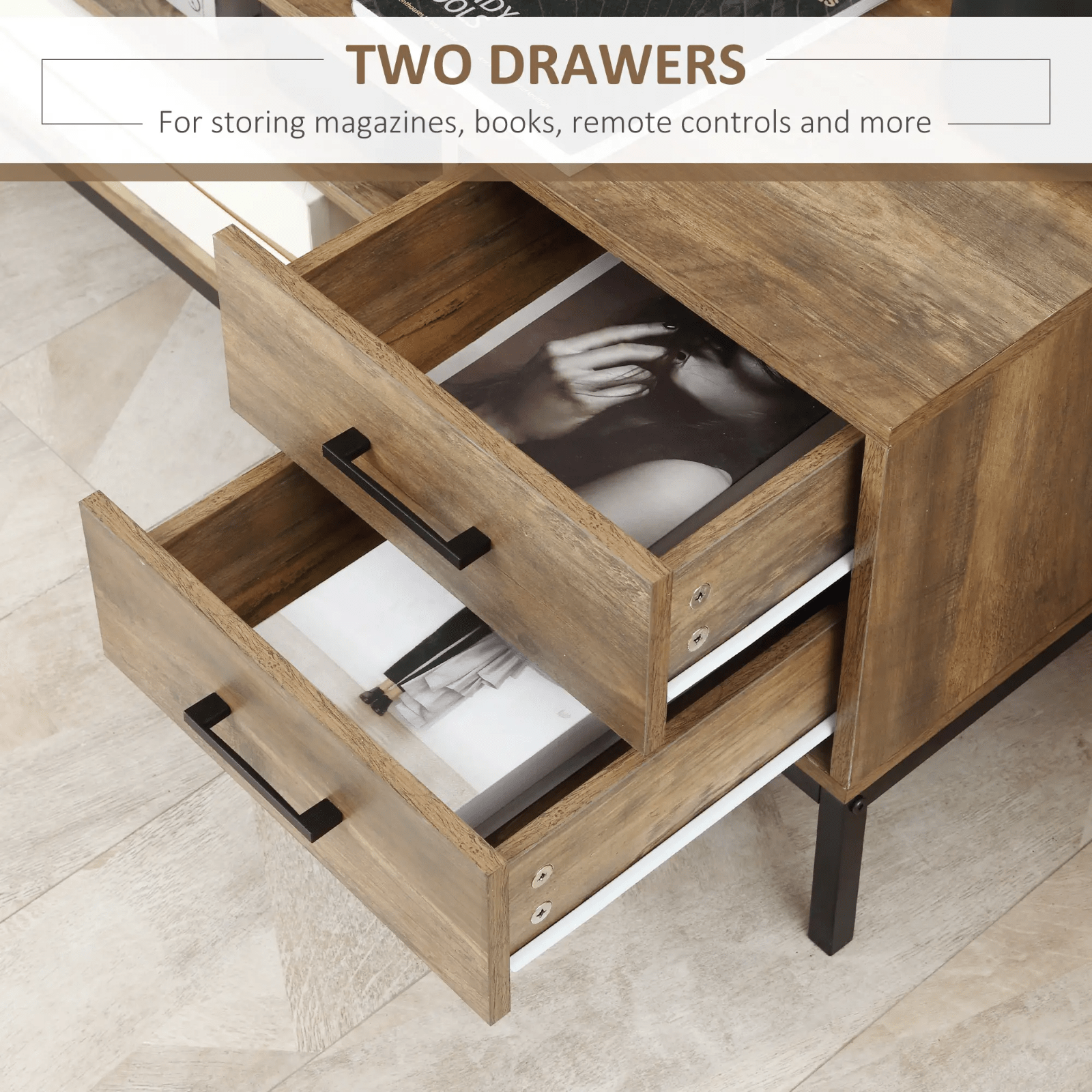 Industrial TV Stand with Cupboard Drawers TV up to 50 Inches TV Unit Metal Legs - Home and Garden Furniture Shop - rustic - furniture