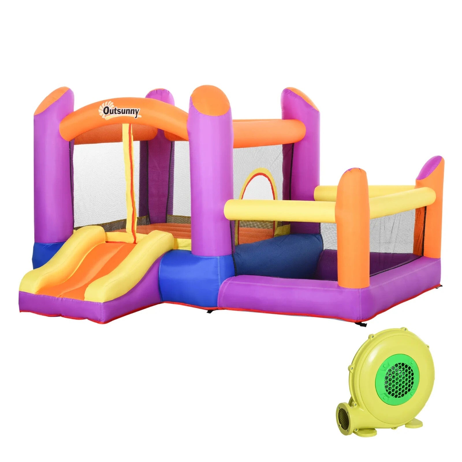 Inflatable Bounce Castle with Slide Pool & Blower 3 x 2.8 x 1.7m Kids Trampoline - Home and Garden Furniture Shop - rustic - furniture