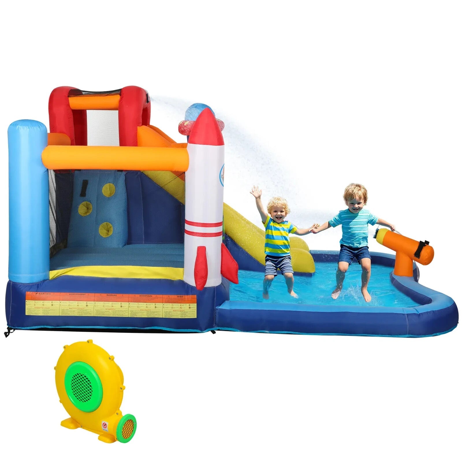 Inflatable Bouncy Trampoline Castle Tear - Resistant With Slide Pool Multi - Colour - Home and Garden Furniture Shop - rustic - furniture