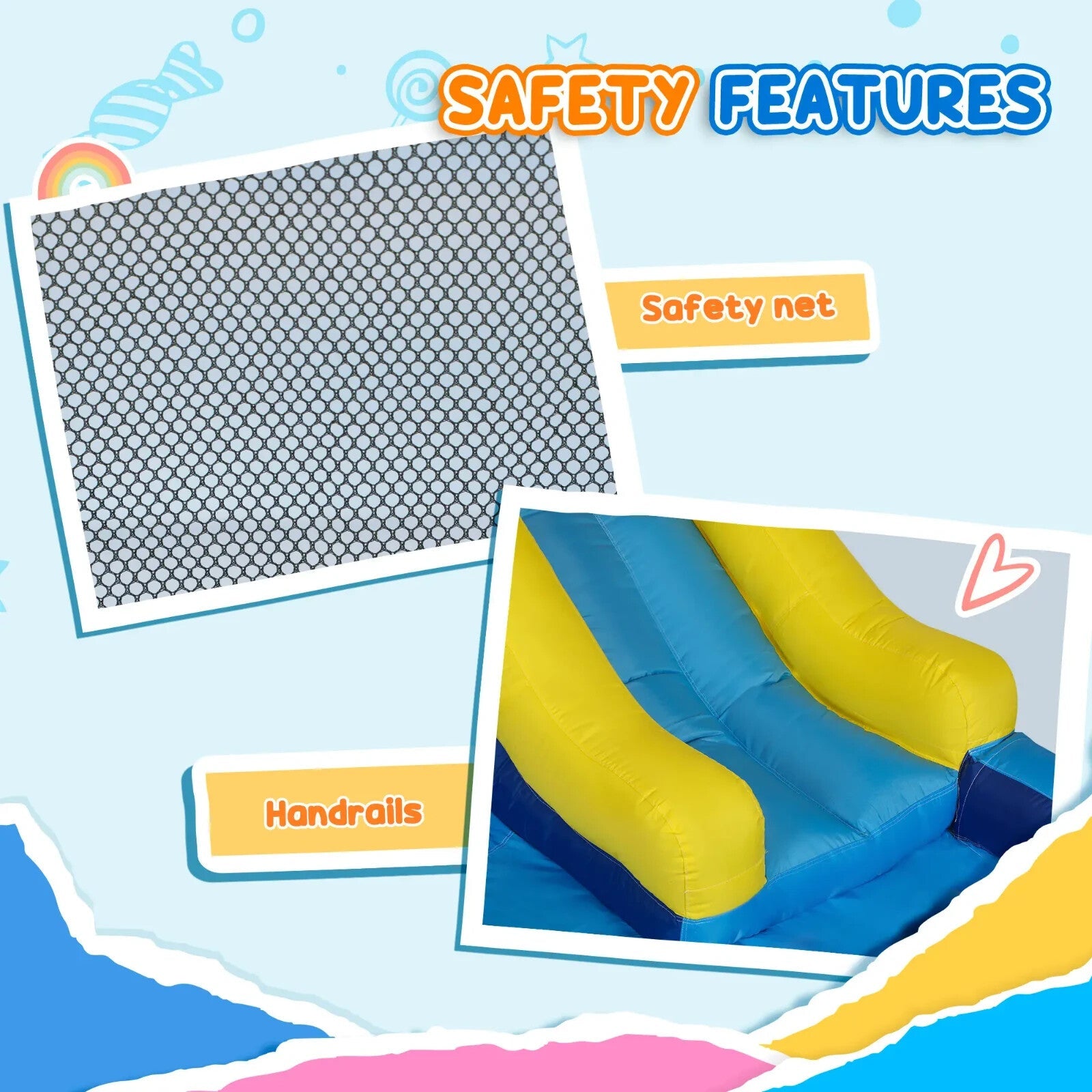 Inflatable Bouncy Trampoline Castle Tear - Resistant With Slide Pool Multi - Colour - Home and Garden Furniture Shop - rustic - furniture