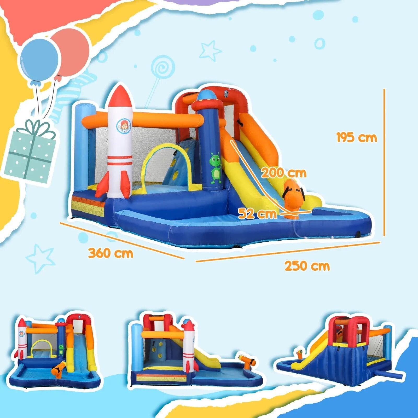Inflatable Bouncy Trampoline Castle Tear - Resistant With Slide Pool Multi - Colour - Home and Garden Furniture Shop - rustic - furniture