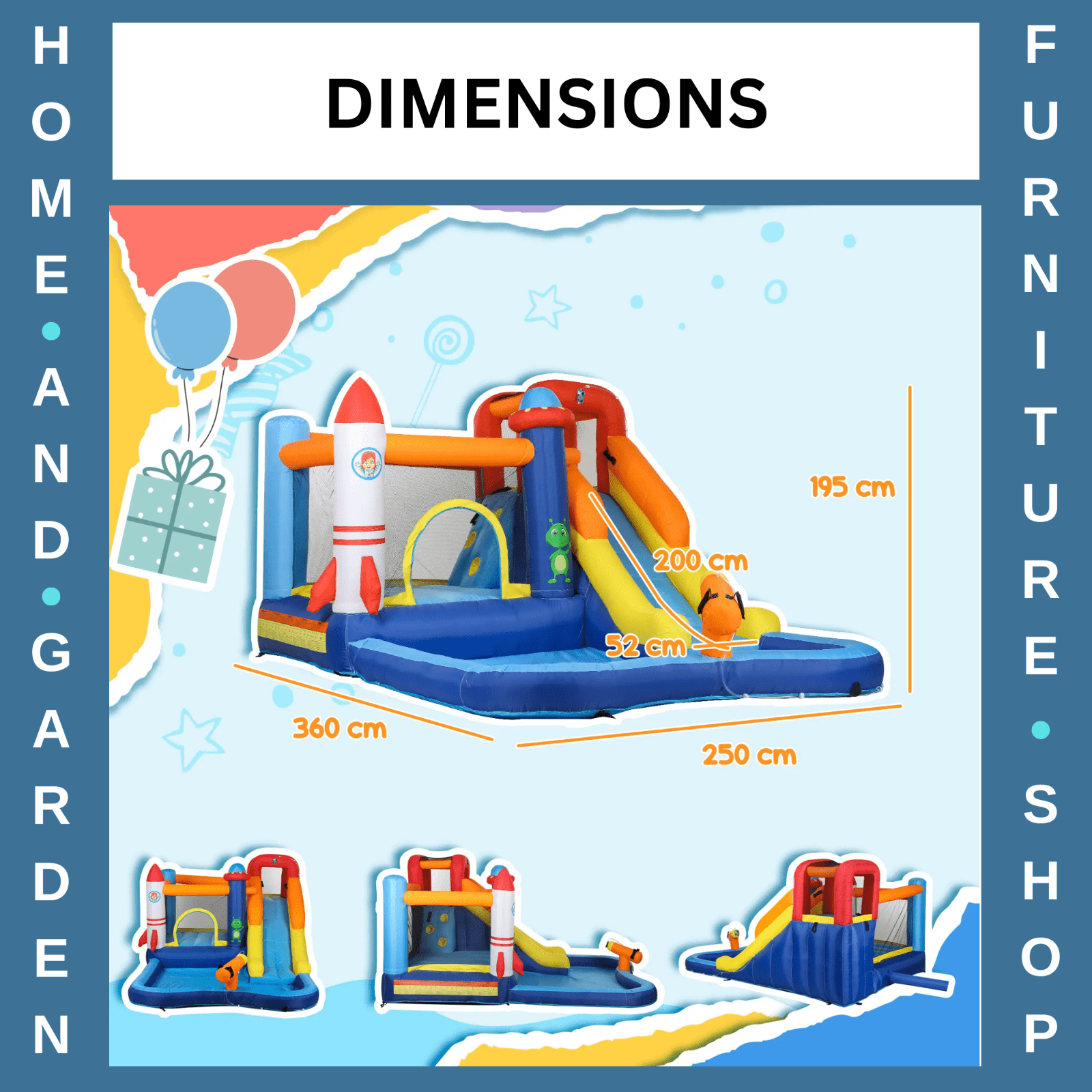 Inflatable Bouncy Trampoline Castle Tear - Resistant With Slide Pool Multi - Colour - Home and Garden Furniture Shop - rustic - furniture