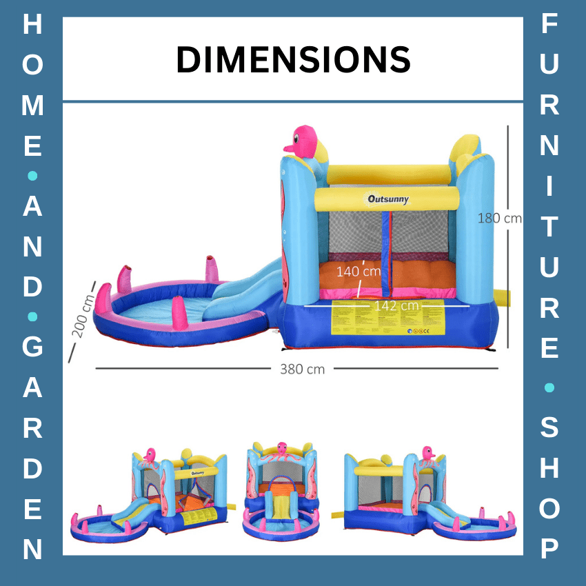 Inflatable Octopus Bounce Castle with Trampoline Slide and Pool 3.8 x 2 x 1.8m - Home and Garden Furniture Shop - rustic - furniture