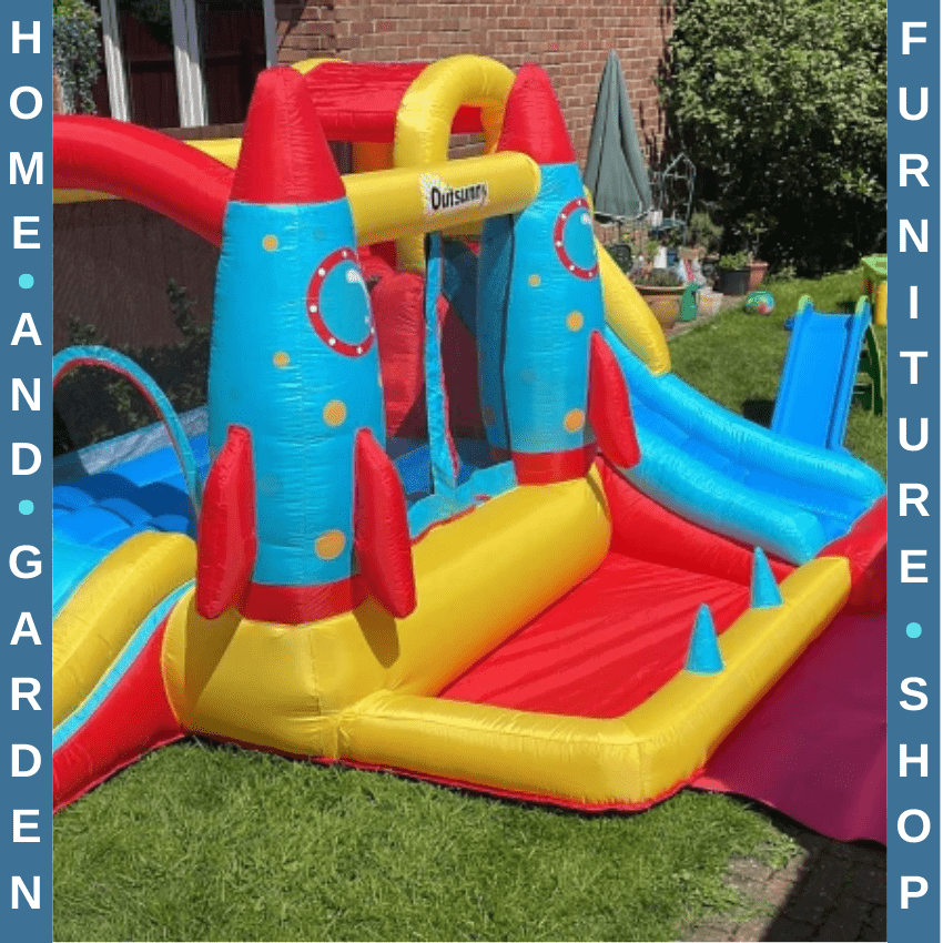Inflatable Rocket Bounce Castle with Trampoline Slide and Pool 3.4 x 2.8 x 1.85m - Home and Garden Furniture Shop - rustic - furniture