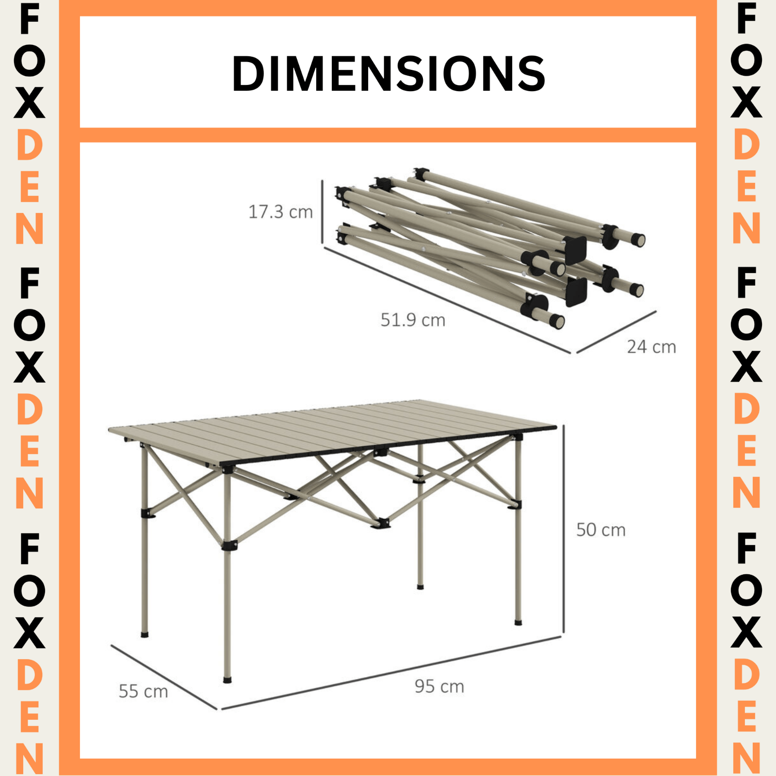 Khaki Portable Folding Camping Table Roll Up Aluminium Top Hiking Picnic Stand - Home and Garden Furniture Shop - #rustic - furniture#