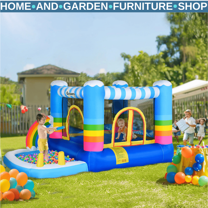 Kid Bouncy Castle Inflatable Trampoline w/ Water Pool & Blower Two in One Design - Home and Garden Furniture Shop - rustic - furniture