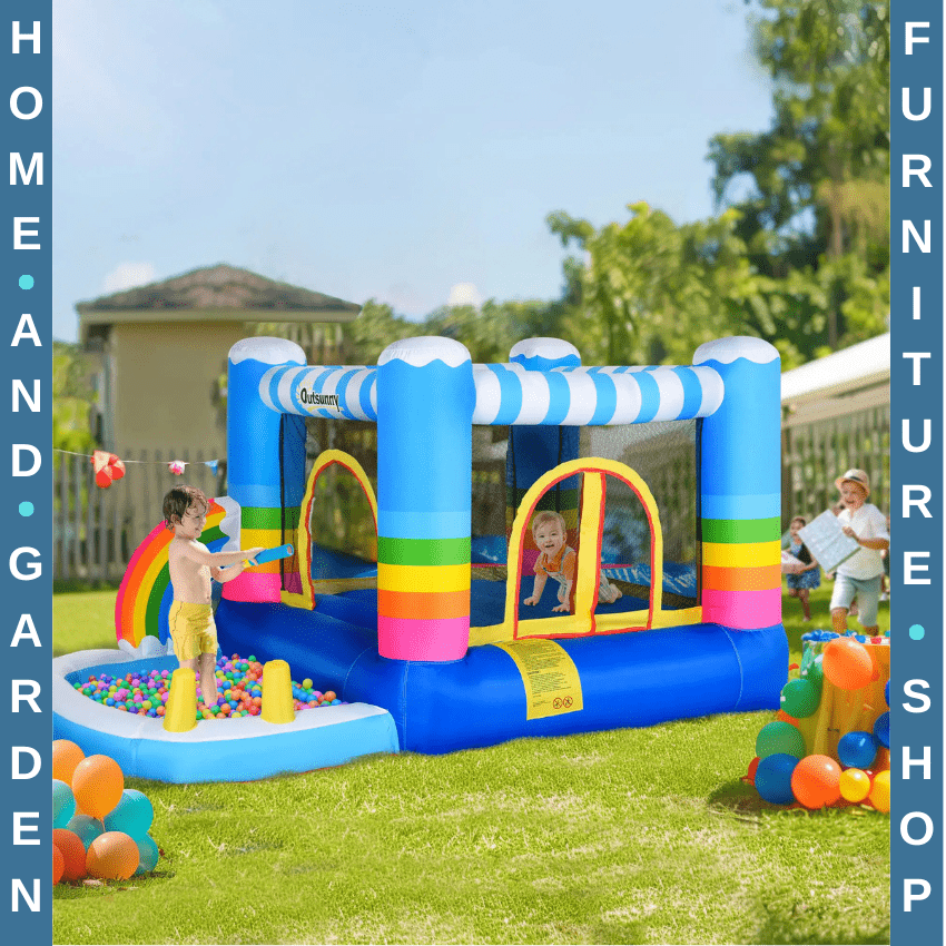Kid Bouncy Castle Inflatable Trampoline w/ Water Pool & Blower Two in One Design - Home and Garden Furniture Shop - rustic - furniture