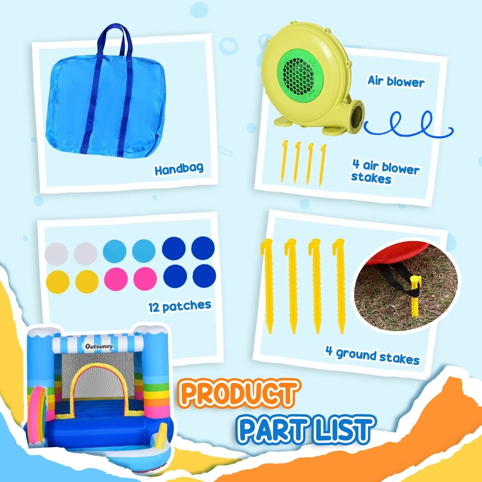 Kid Bouncy Castle Inflatable Trampoline w/ Water Pool & Blower Two in One Design - Home and Garden Furniture Shop - rustic - furniture