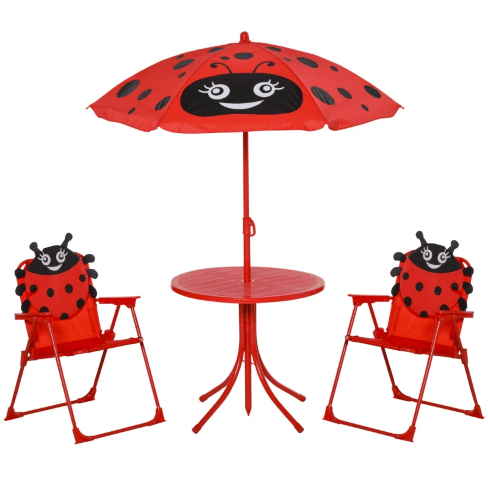 Kids Folding Picnic Table Chair Set Garden Outdoor Patio Parasol Umbrella Red - Home and Garden Furniture Shop - rustic - furniture