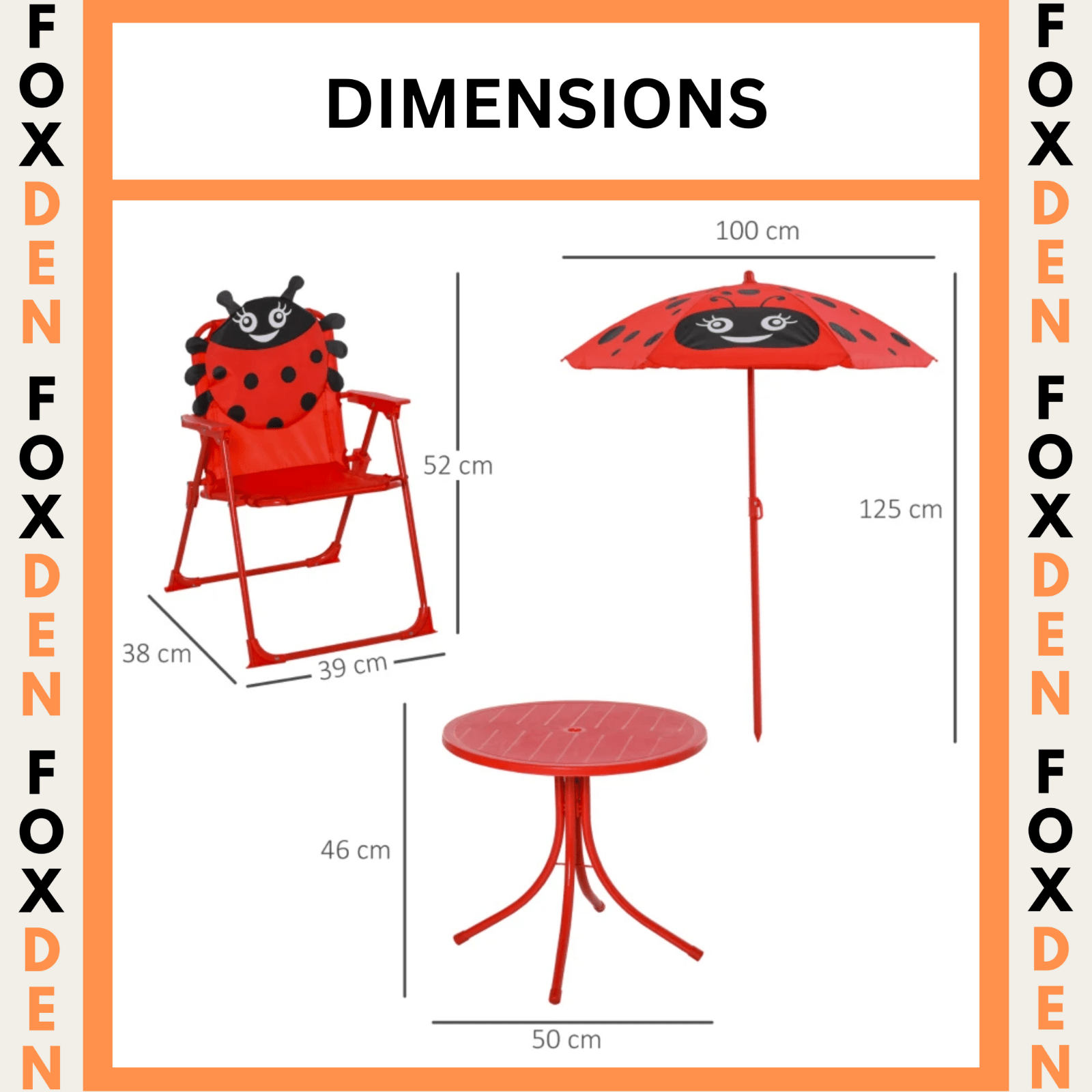 Kids Folding Picnic Table Chair Set Garden Outdoor Patio Parasol Umbrella Red - Home and Garden Furniture Shop - #rustic - furniture#