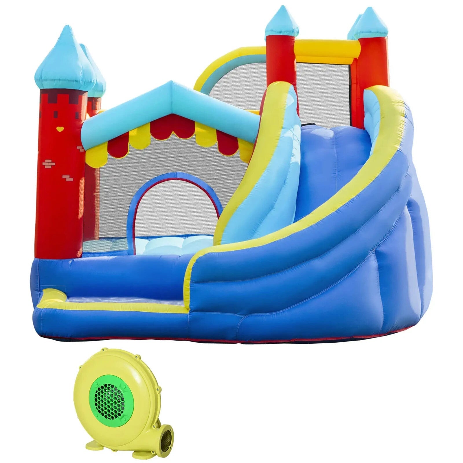 Kids Garden Inflatable Bouncy Castle Slide Trampoline Water Pool with Blower - Home and Garden Furniture Shop - rustic - furniture