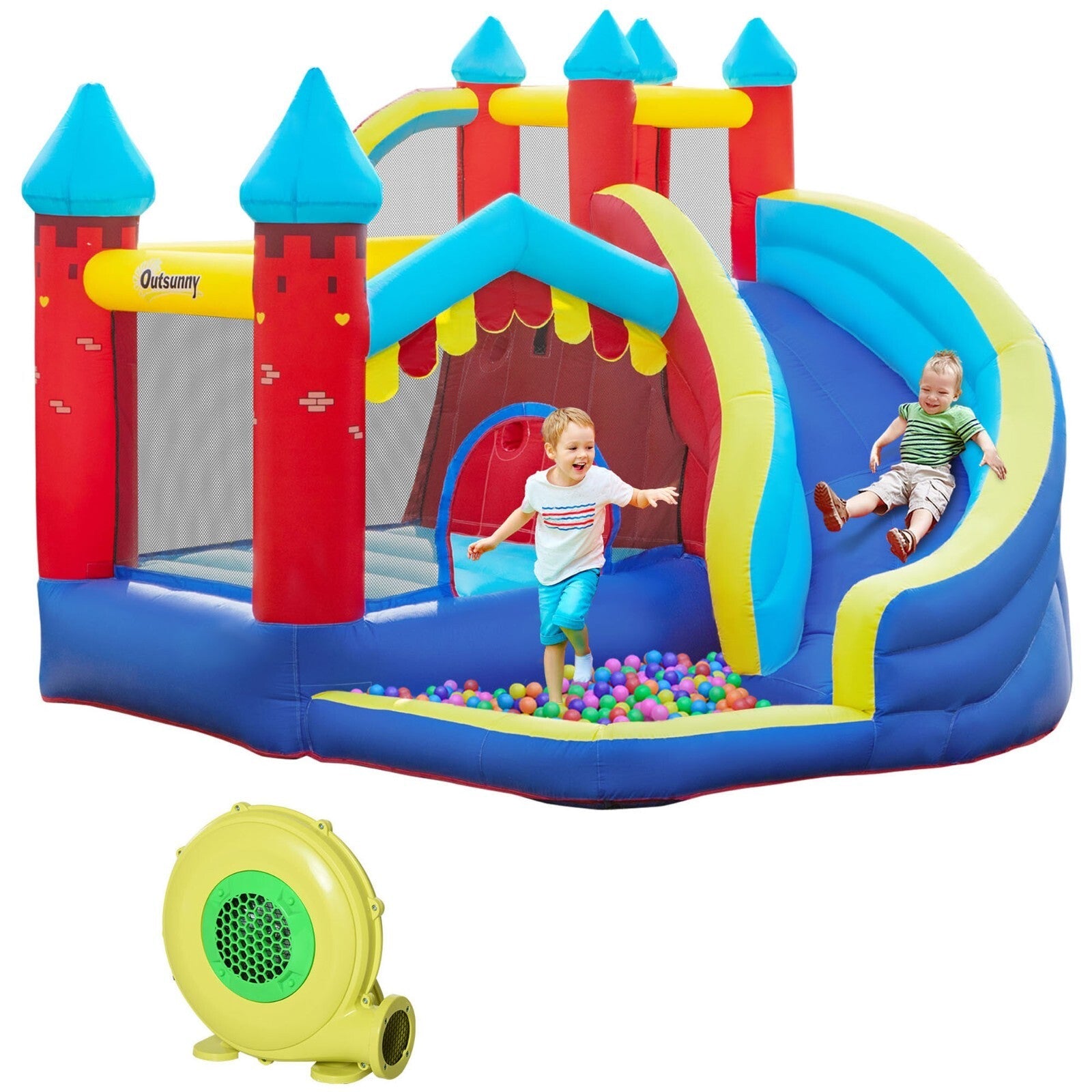 Kids Garden Inflatable Bouncy Castle Slide Trampoline Water Pool with Blower - Home and Garden Furniture Shop - rustic - furniture