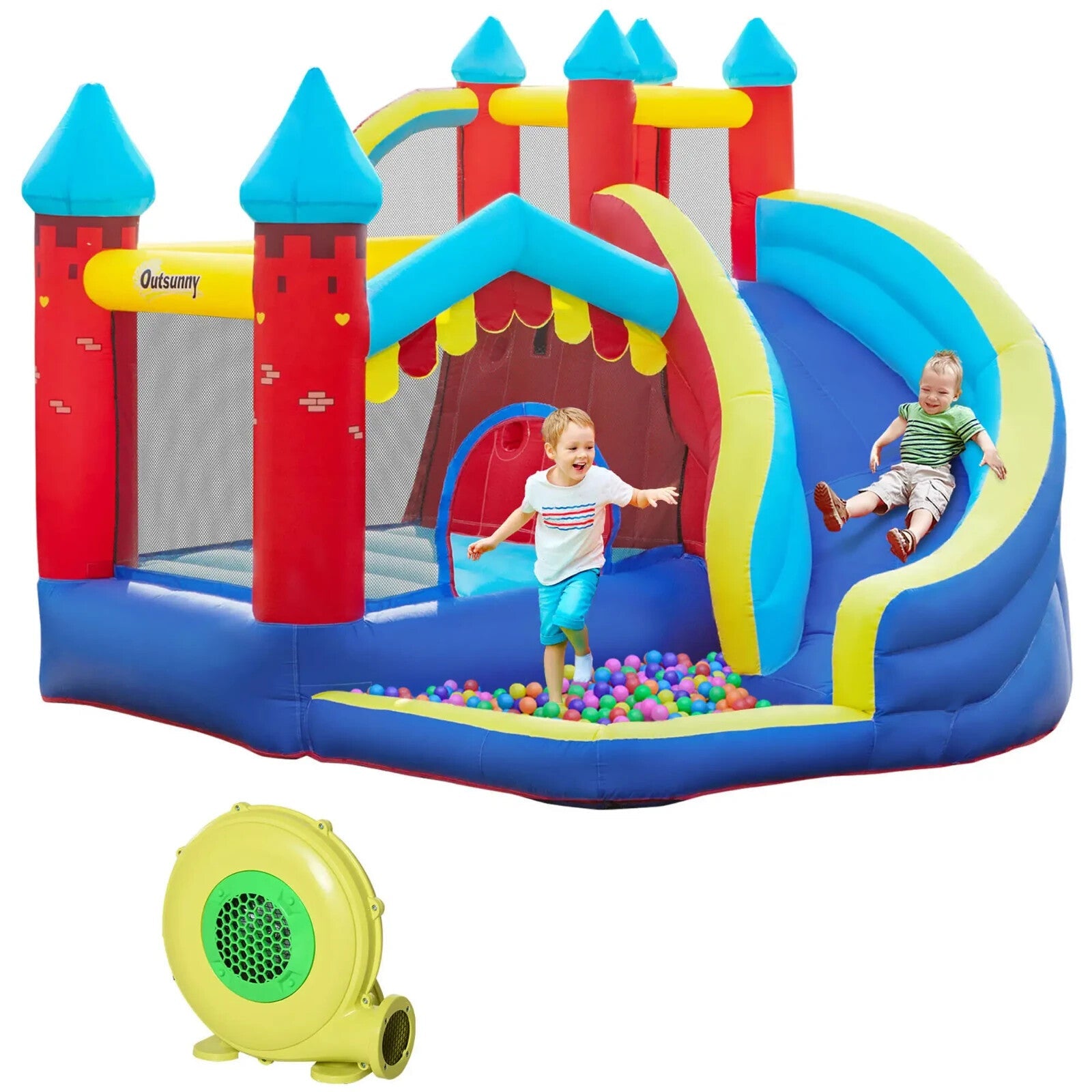 Kids Garden Inflatable Bouncy Castle Slide Trampoline Water Pool with Blower - Home and Garden Furniture Shop - rustic - furniture