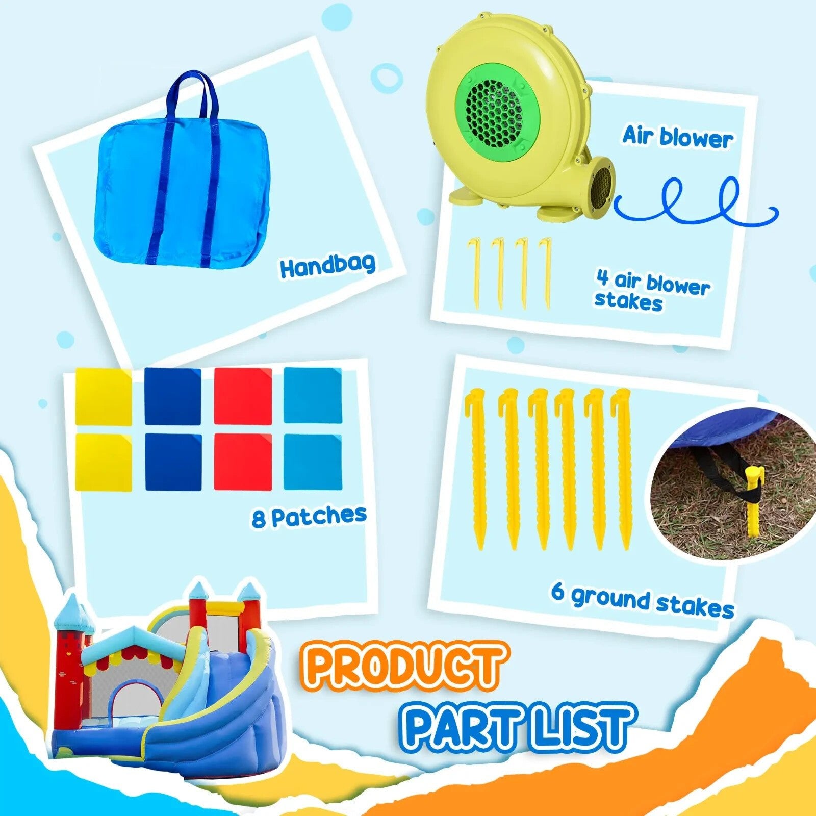 Kids Garden Inflatable Bouncy Castle Slide Trampoline Water Pool with Blower - Home and Garden Furniture Shop - rustic - furniture